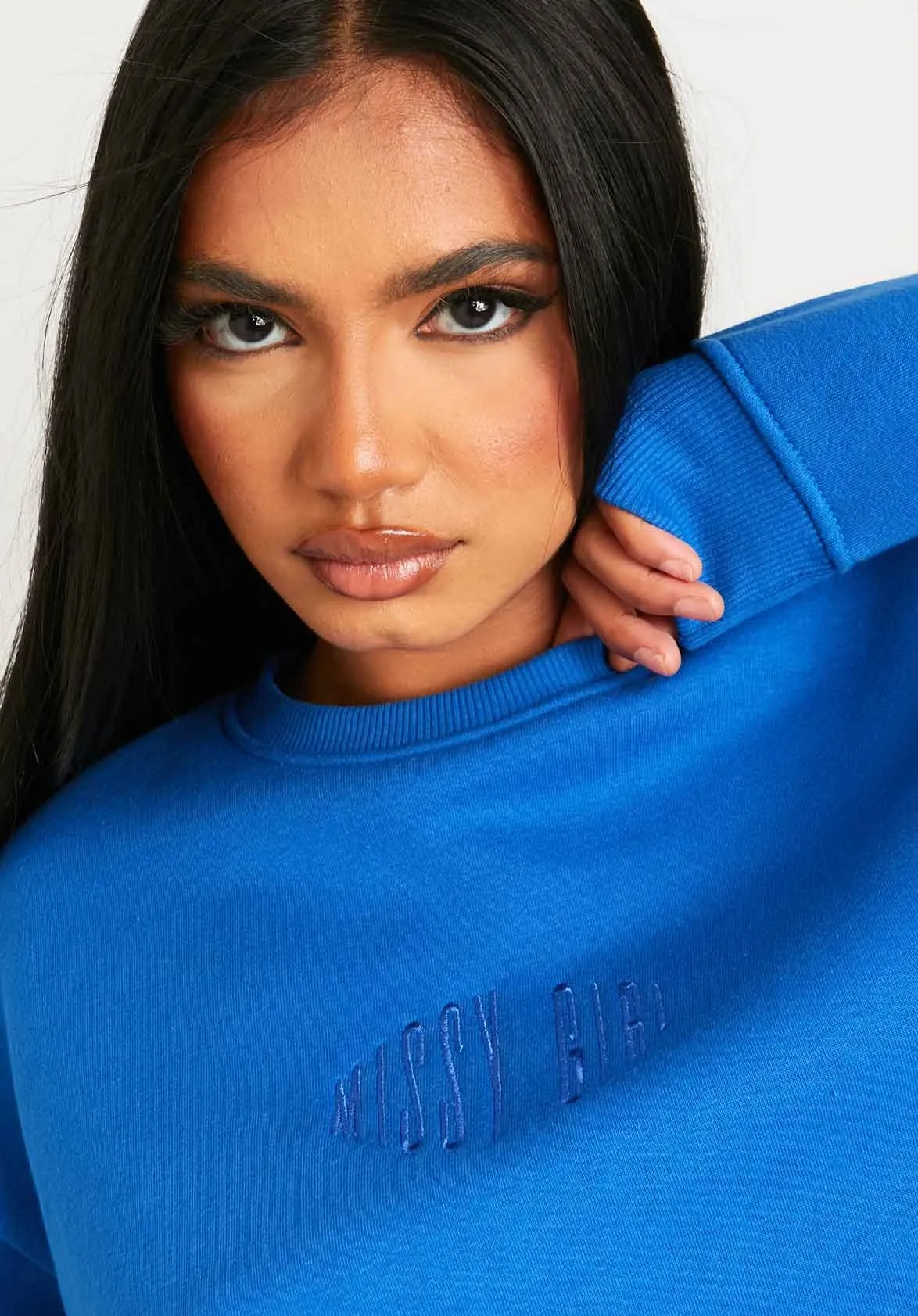 Jasmine Blue Missy Girl Embroidered Oversized Sweatshirt