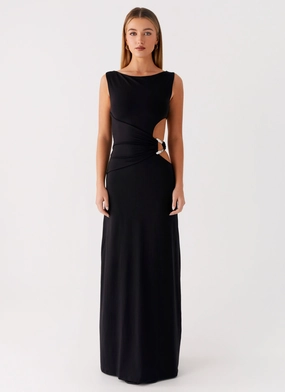 Profile Enhancer Square-Neck Jayana Maxi Dress - Black