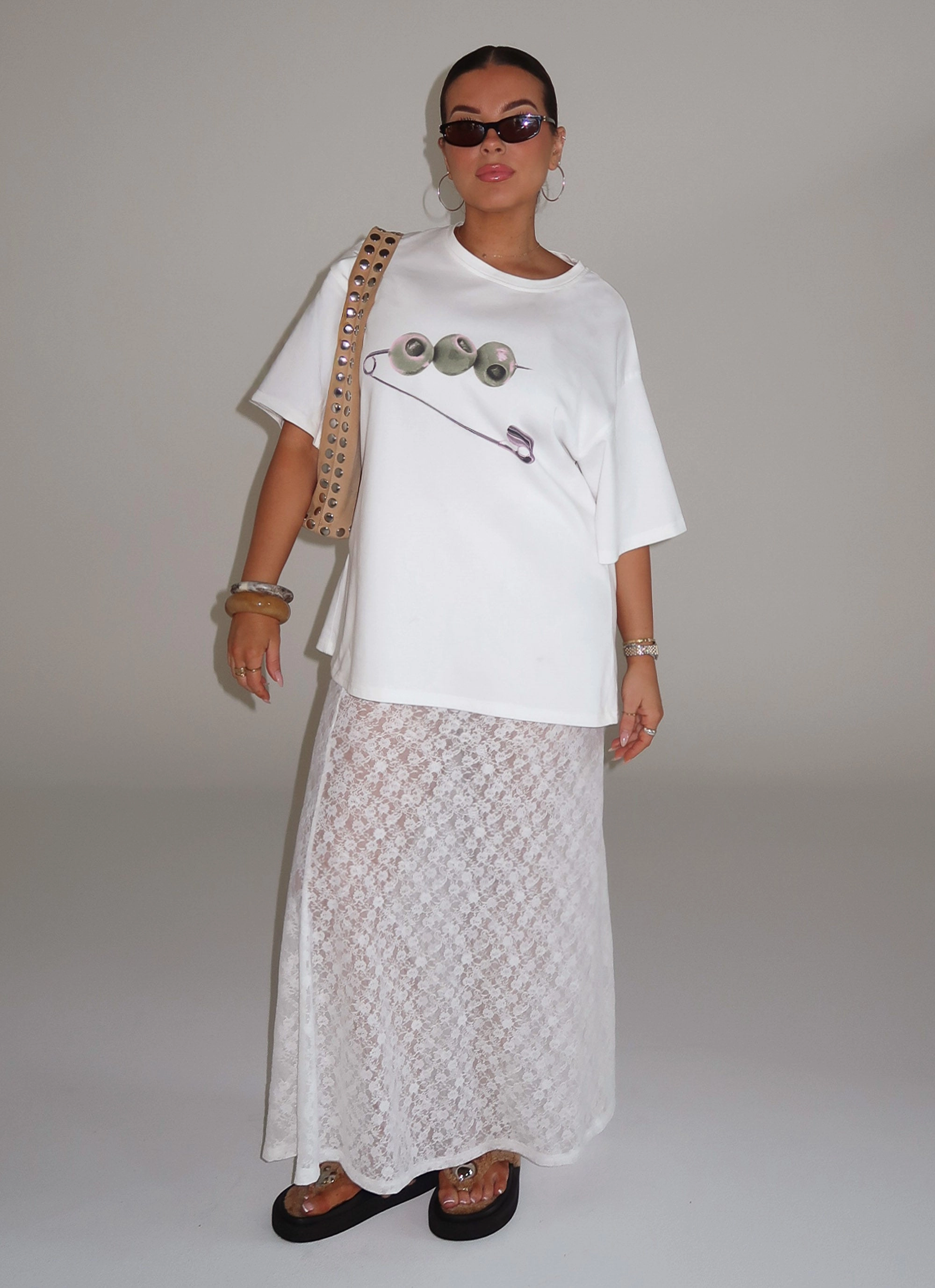Jaz Lace Maxi Skirt - White light colors