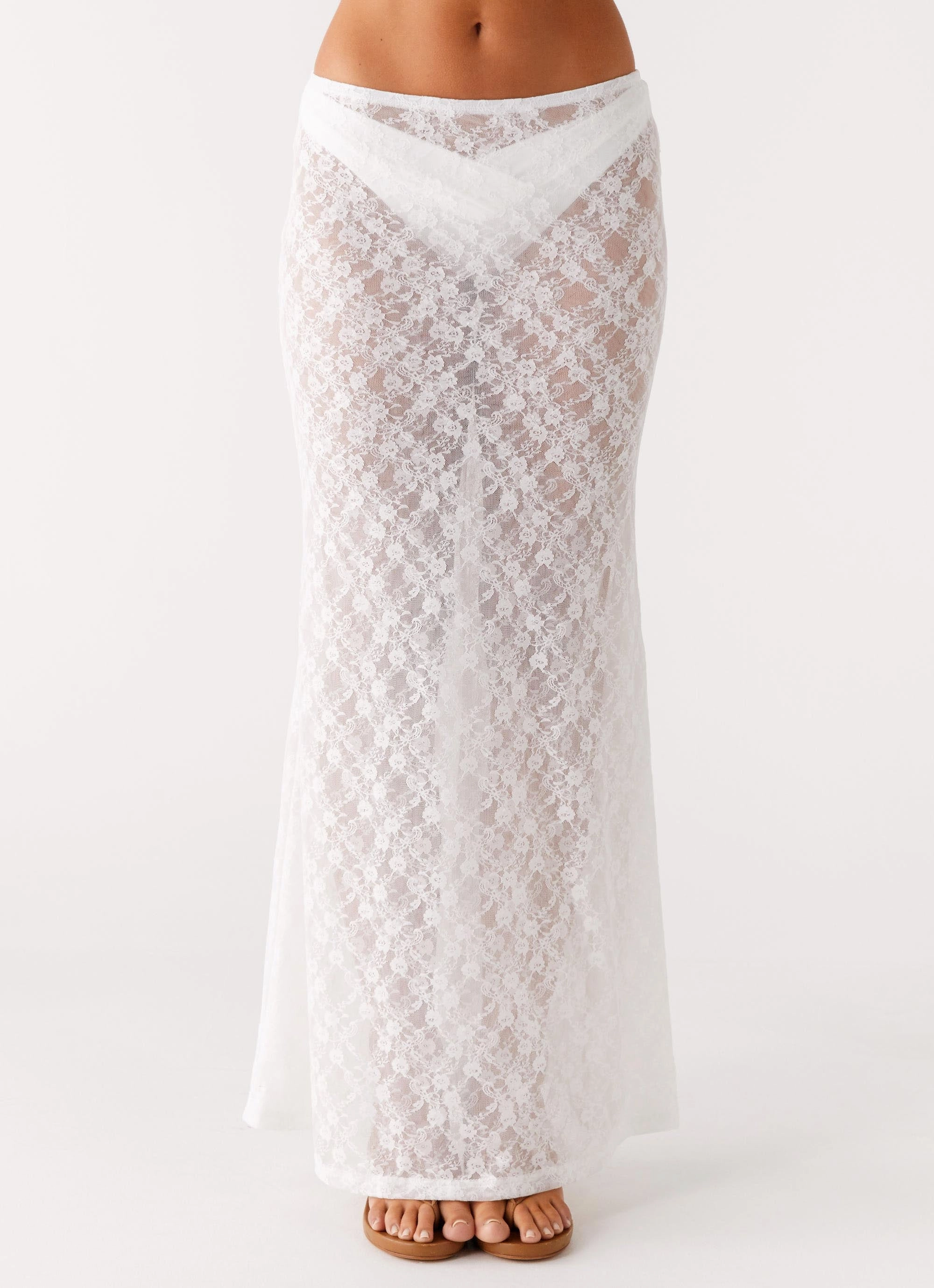 Layered Look Jaz Lace Maxi Skirt - White