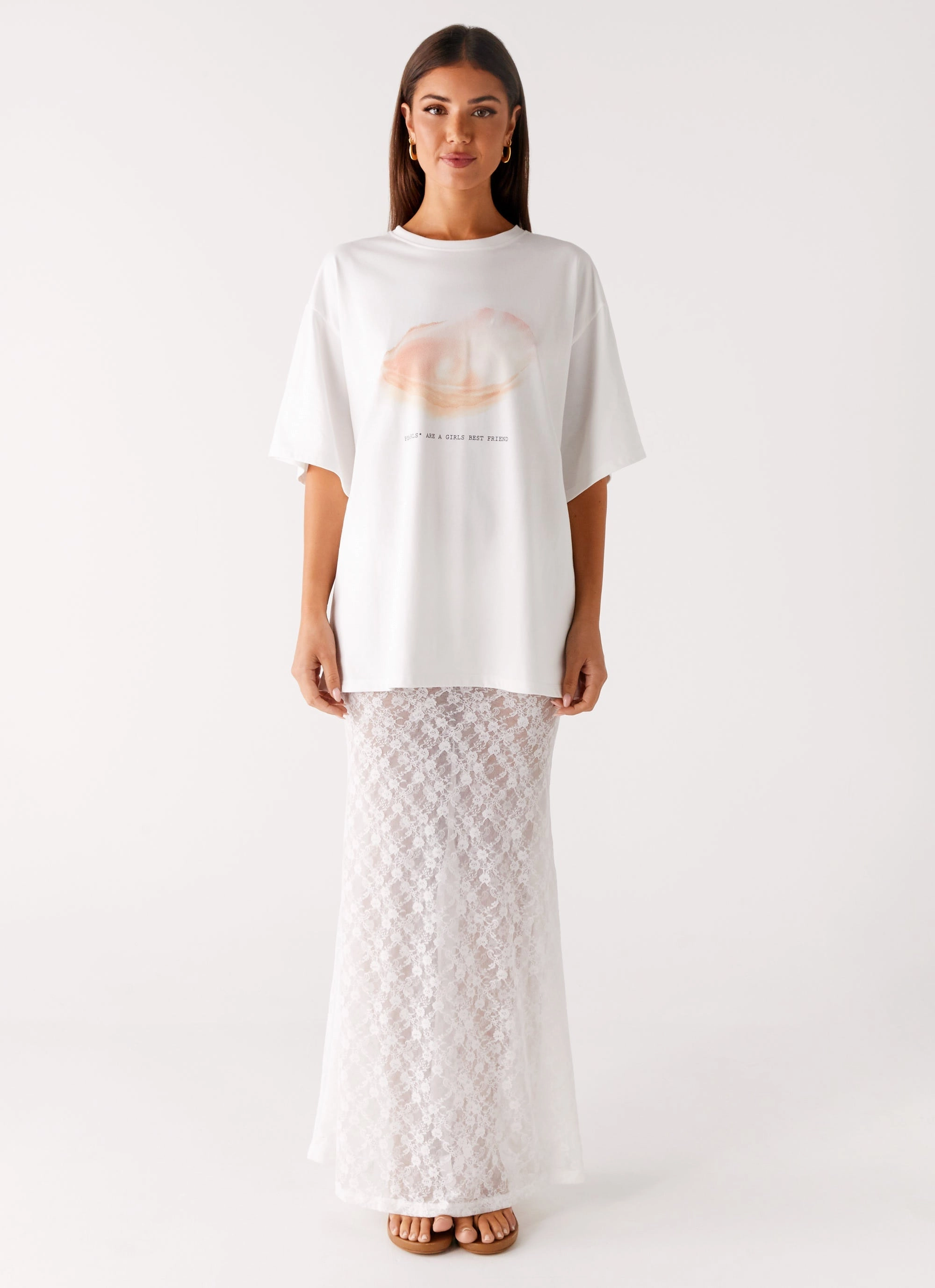 Jaz Lace Maxi Skirt - White Edgy Look Tiered Layers