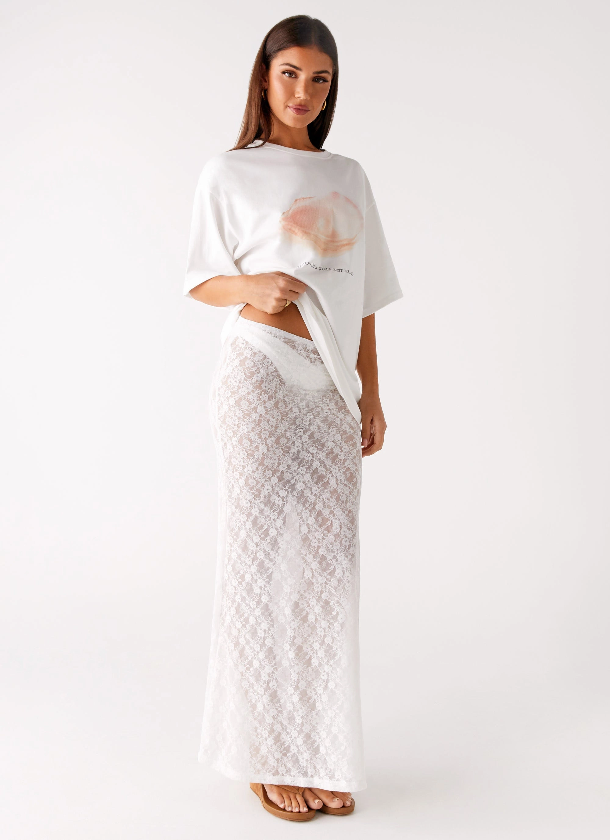 Jaz Lace Maxi Skirt - White Fresh Vibe