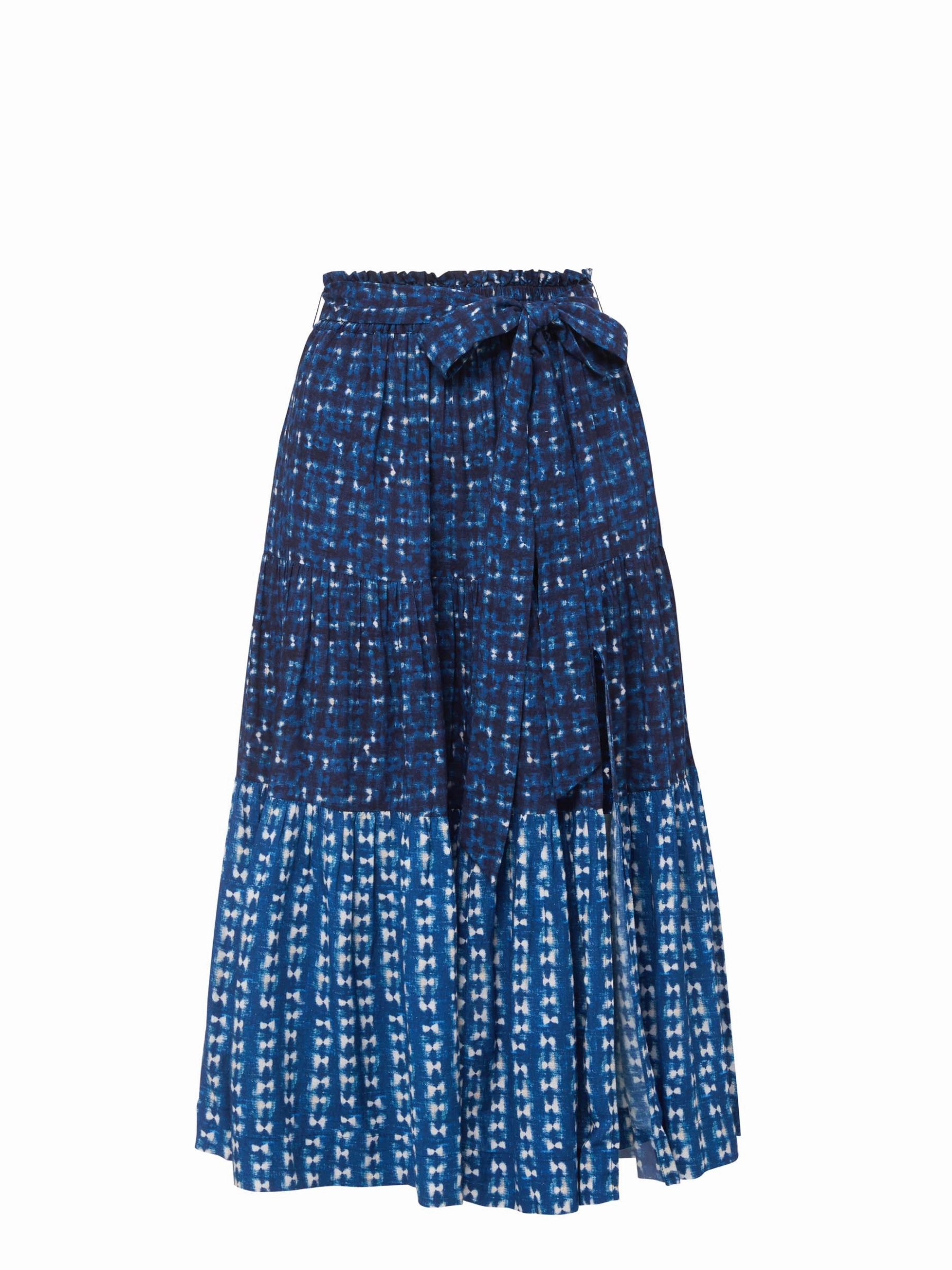 Jenni Skirt in Denim Tides Colorblock Suede Feel