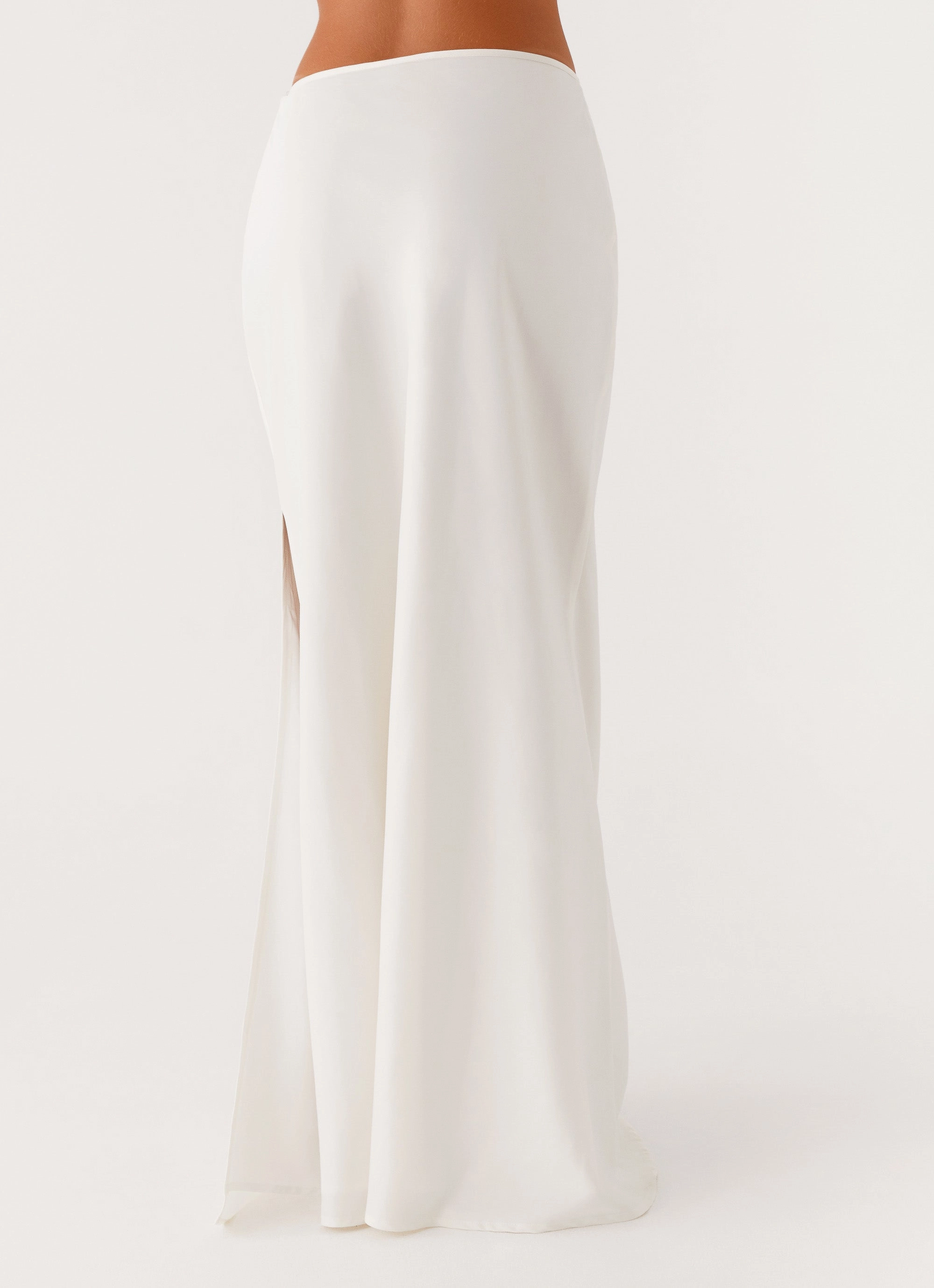 Mina Satin Maxi Skirt - White Anti Pilling Treatment