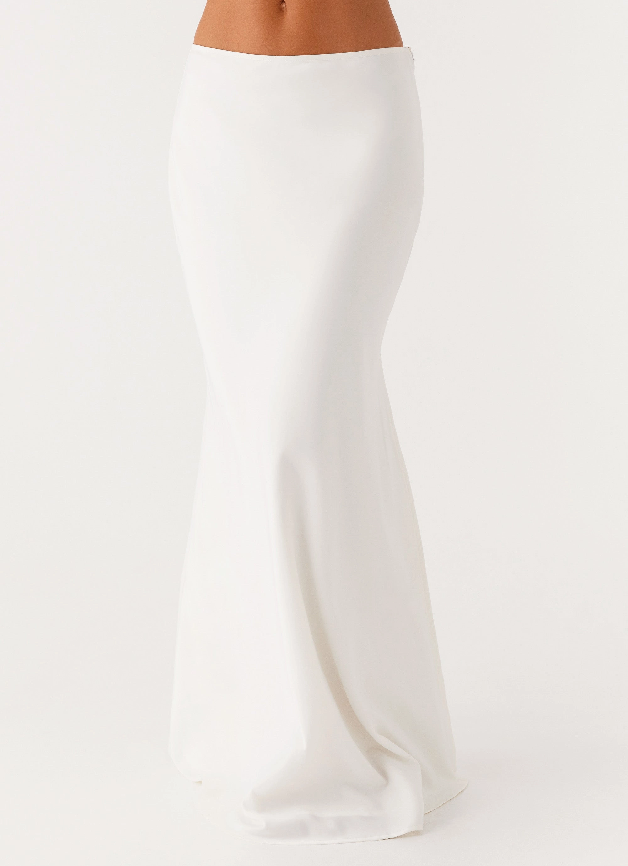 Mina Satin Maxi Skirt - White Leather Look