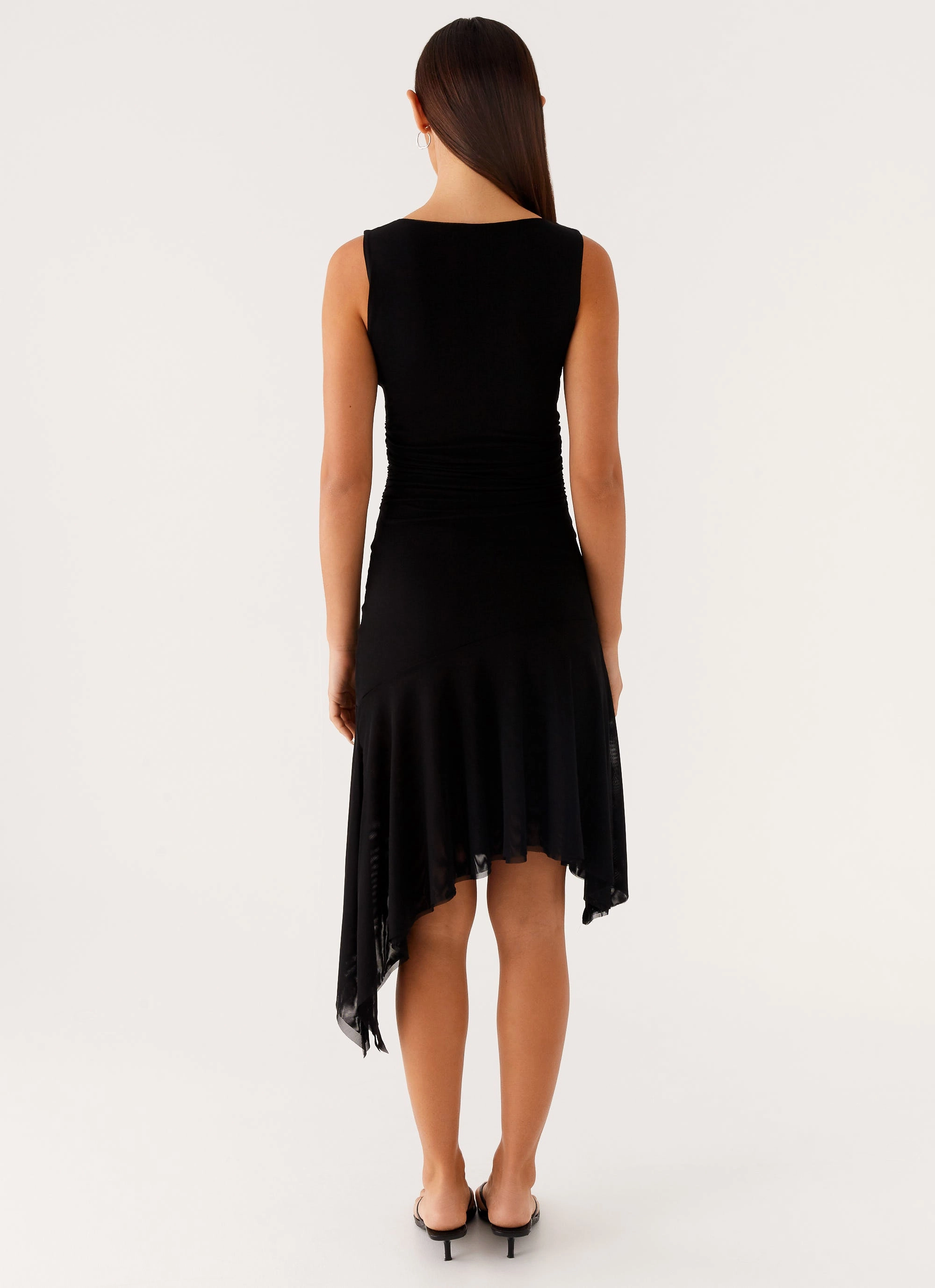 Winona Midi Dress - Black Ribbed-Texture