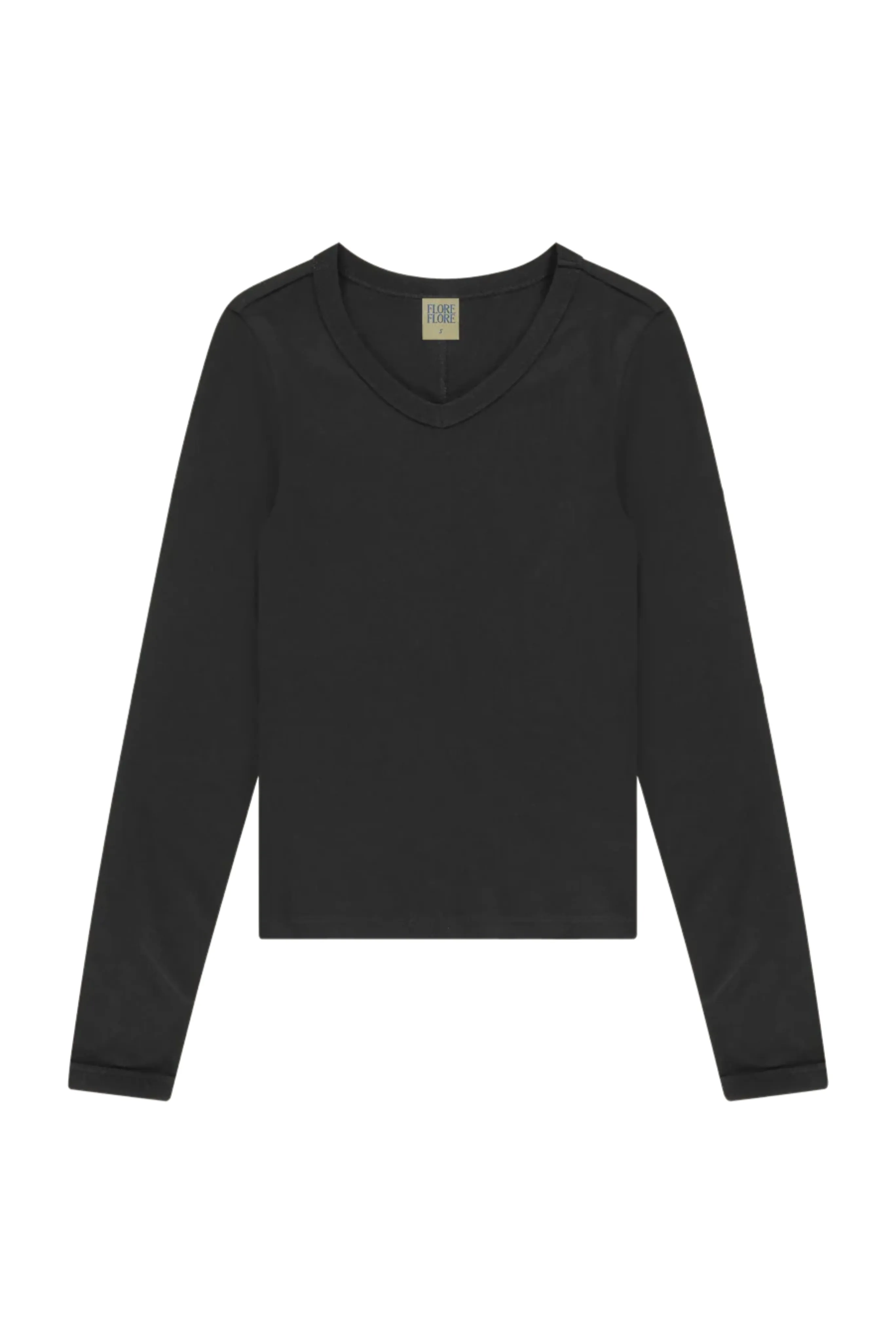 Jill Long Sleeve Tee in Black All Over Print Technique ButtonlessClosure