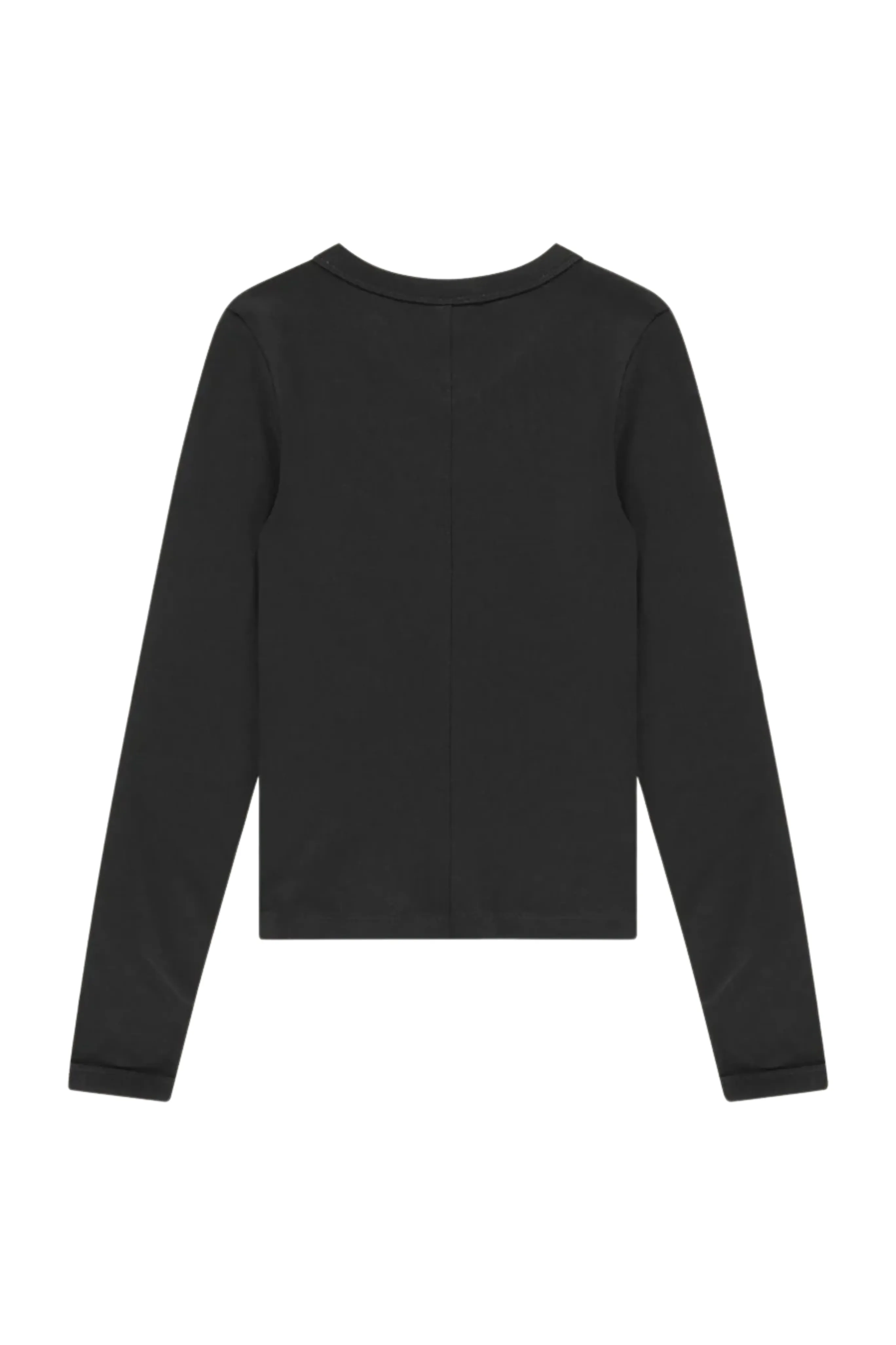 DoubleStitched Hem Jill Long Sleeve Tee in Black