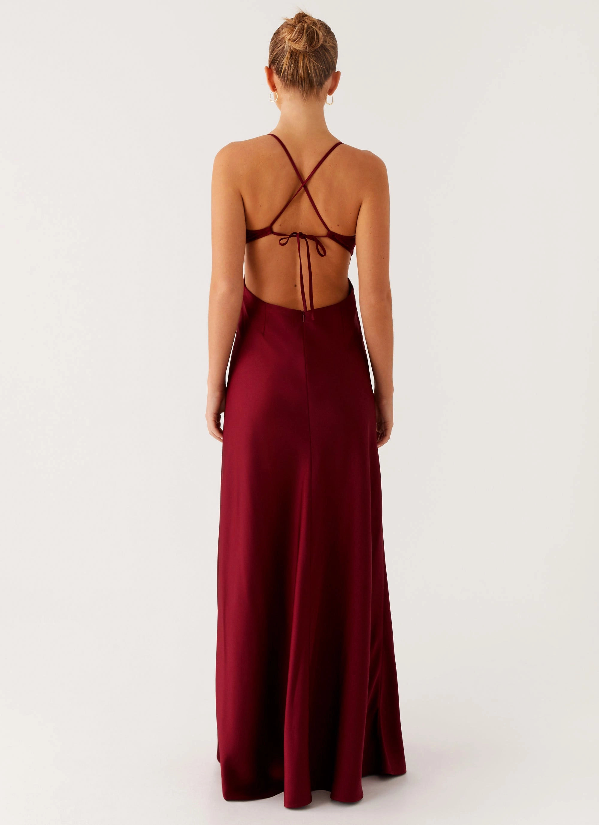Tiered-Skirt Joanie Maxi Dress - Maroon
