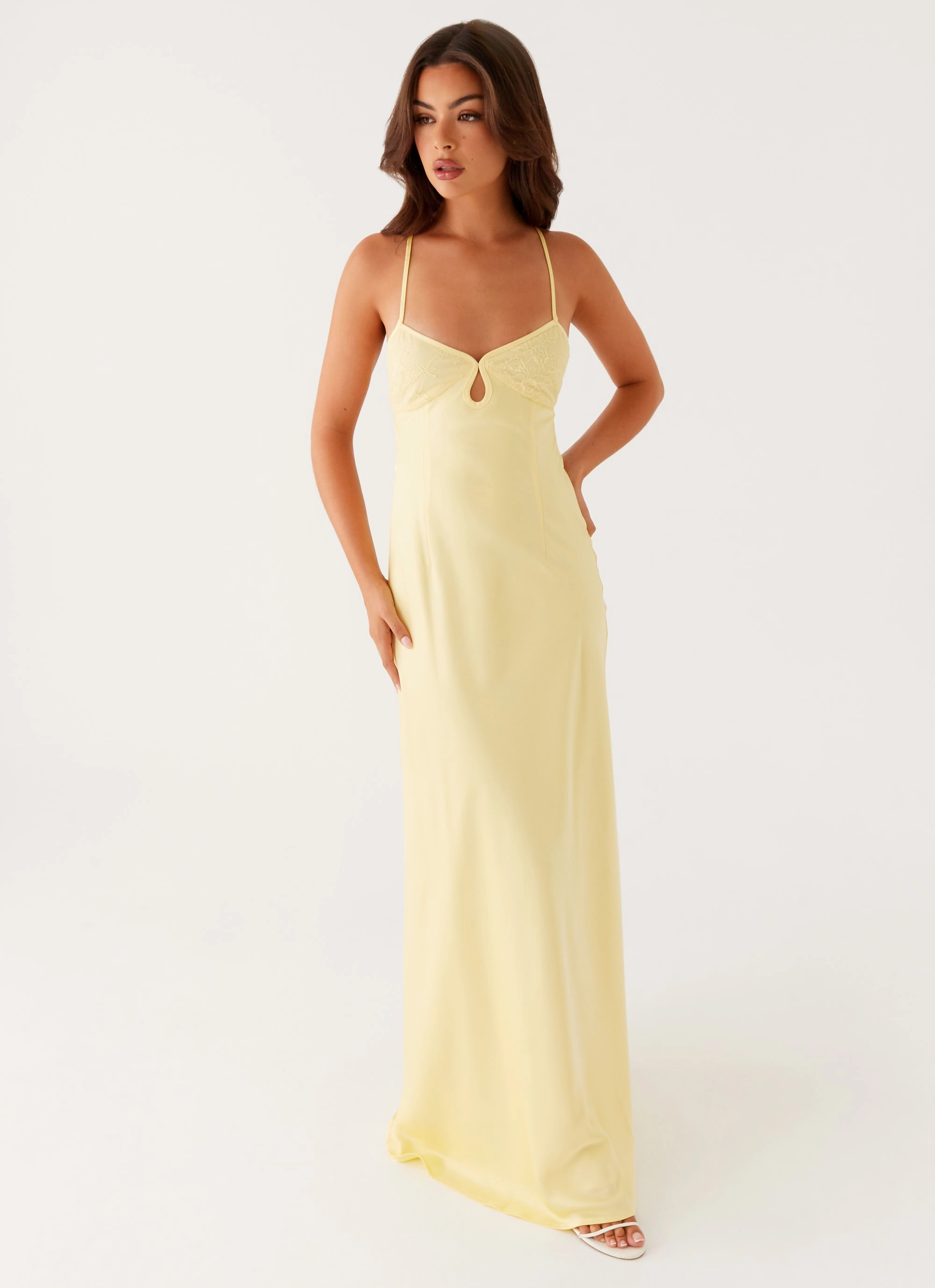 Joanie Maxi Dress - Yellow Clean Finish Bodycon-Fit