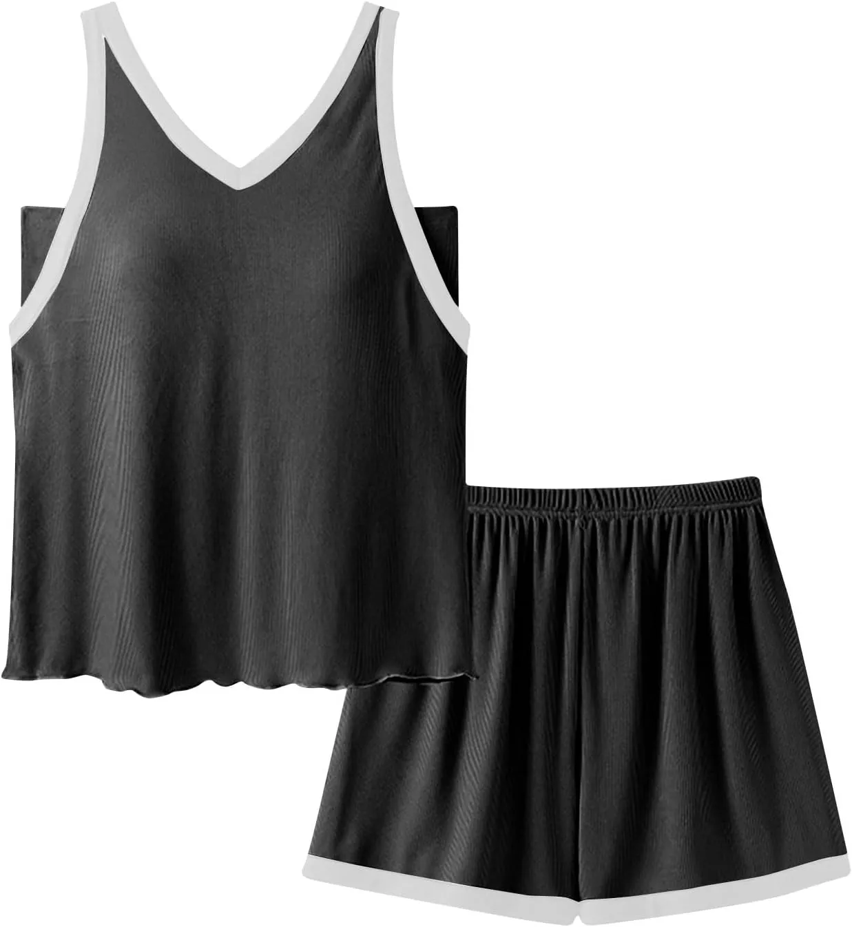 JOAU Women's Soft V Neck Sleeveless Padded Tank Top and Shorts Pajama Set - Plus Size Loungewear Sleepwear 2 Piece Pj Sets