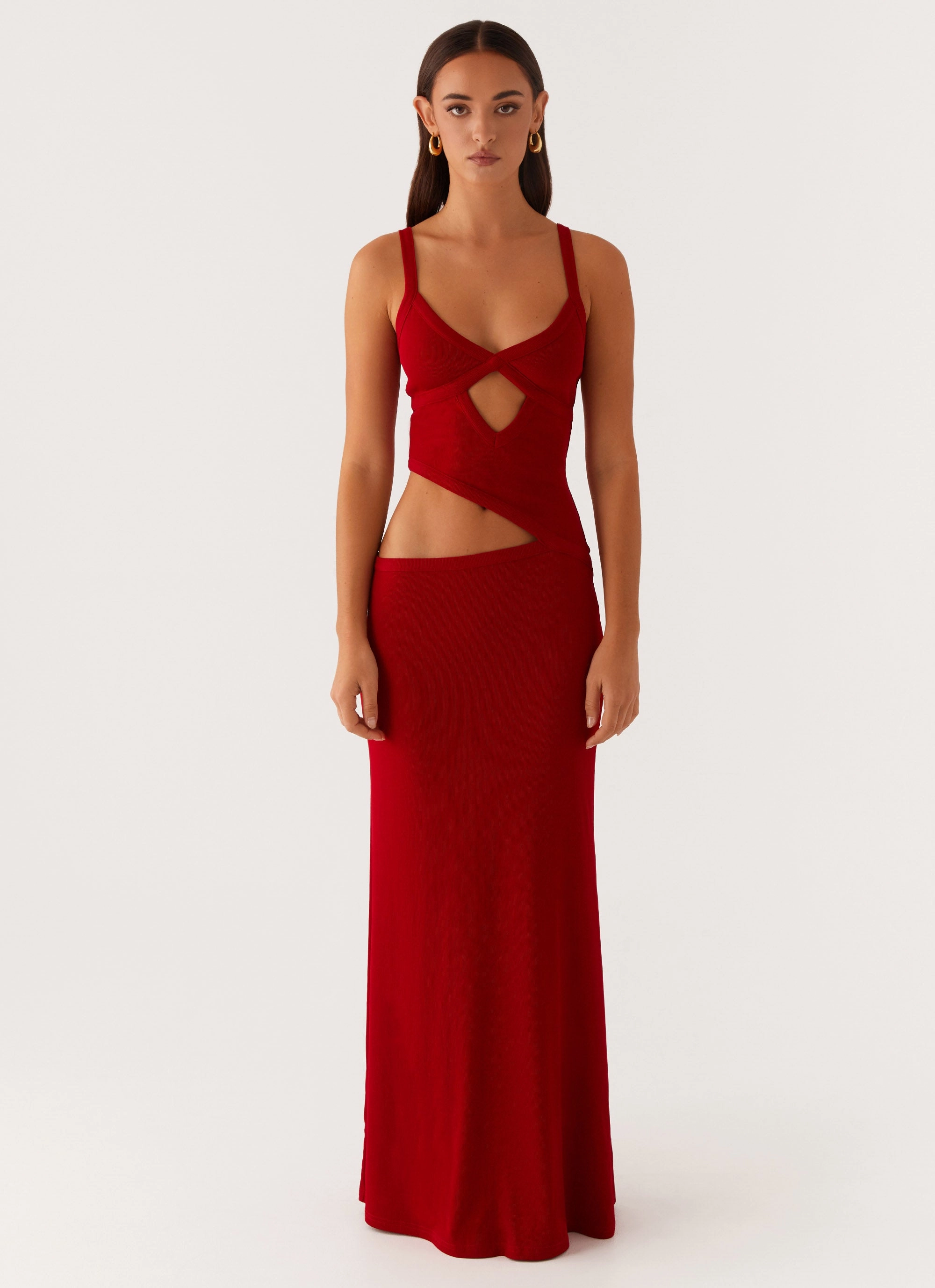 Layered Movement Jocelyn Maxi Dress - Red