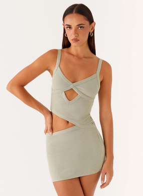 Jocelyn Mini Dress - Sage Machine washable Quiet Style