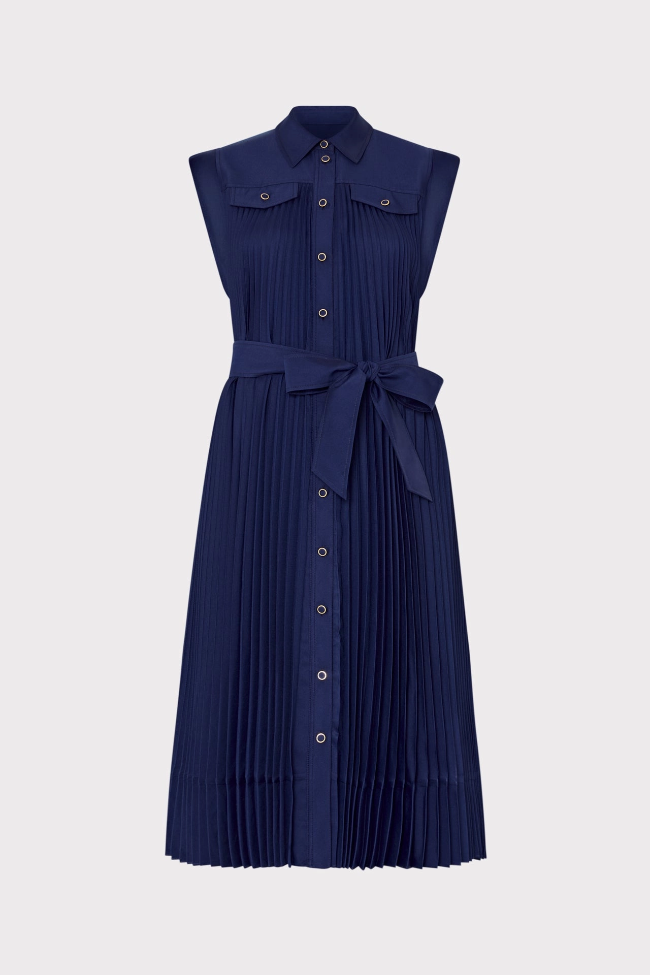 Johanna Pleated Twill Midi Dress All-Occasion Look Clean Comfort