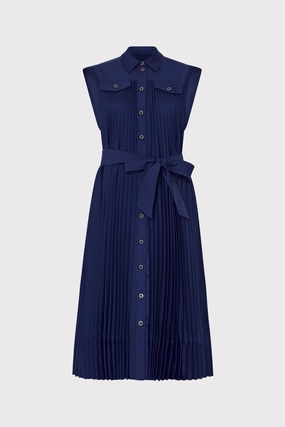 Johanna Pleated Twill Midi Dress All-Occasion Look Clean Comfort