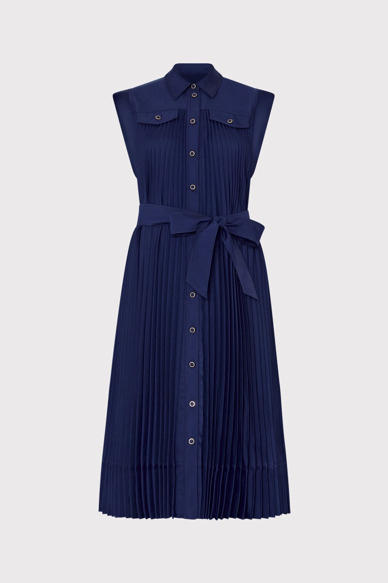 Johanna Pleated Twill Midi Dress Skin Touch Calm Touch