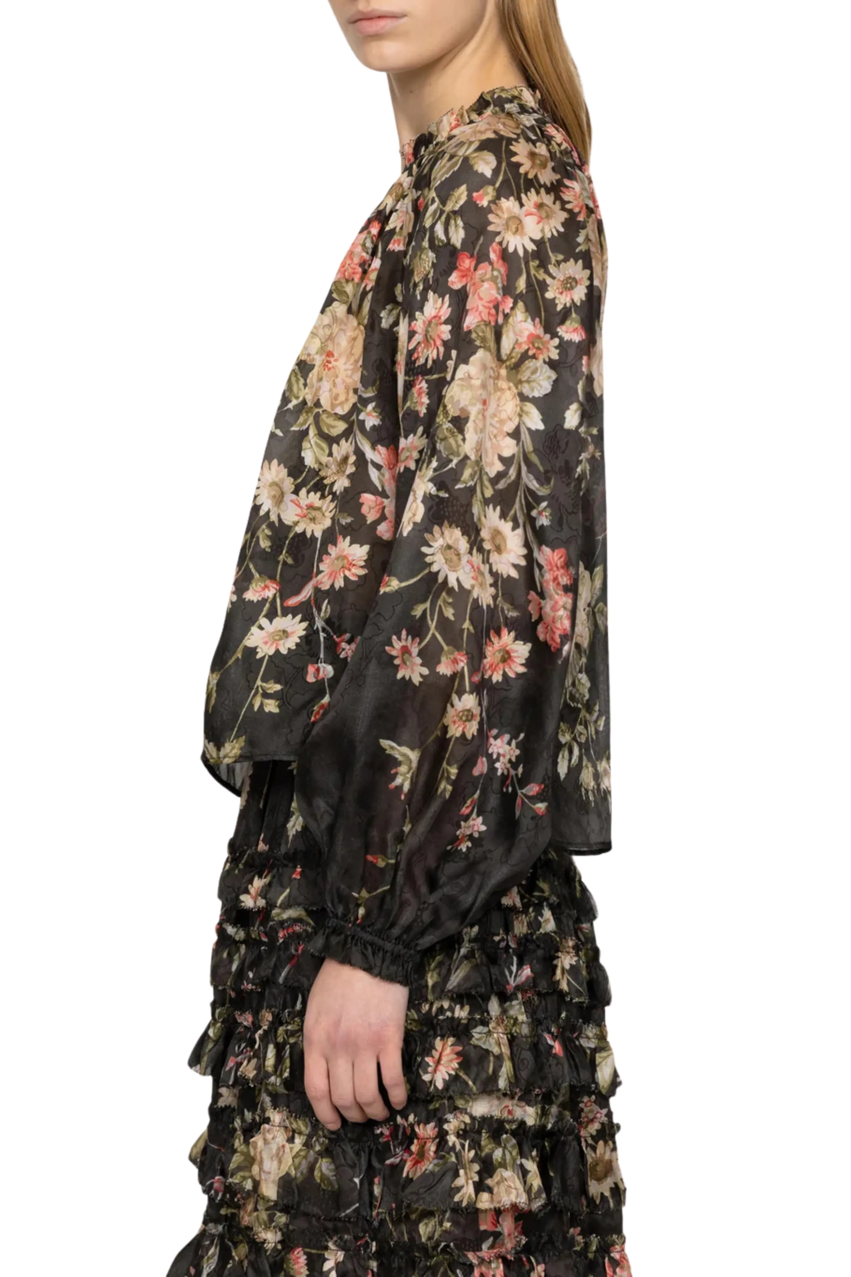 Compact Weave Fabric QuickRelease Closures Jolie Print Long Sleeve Top
