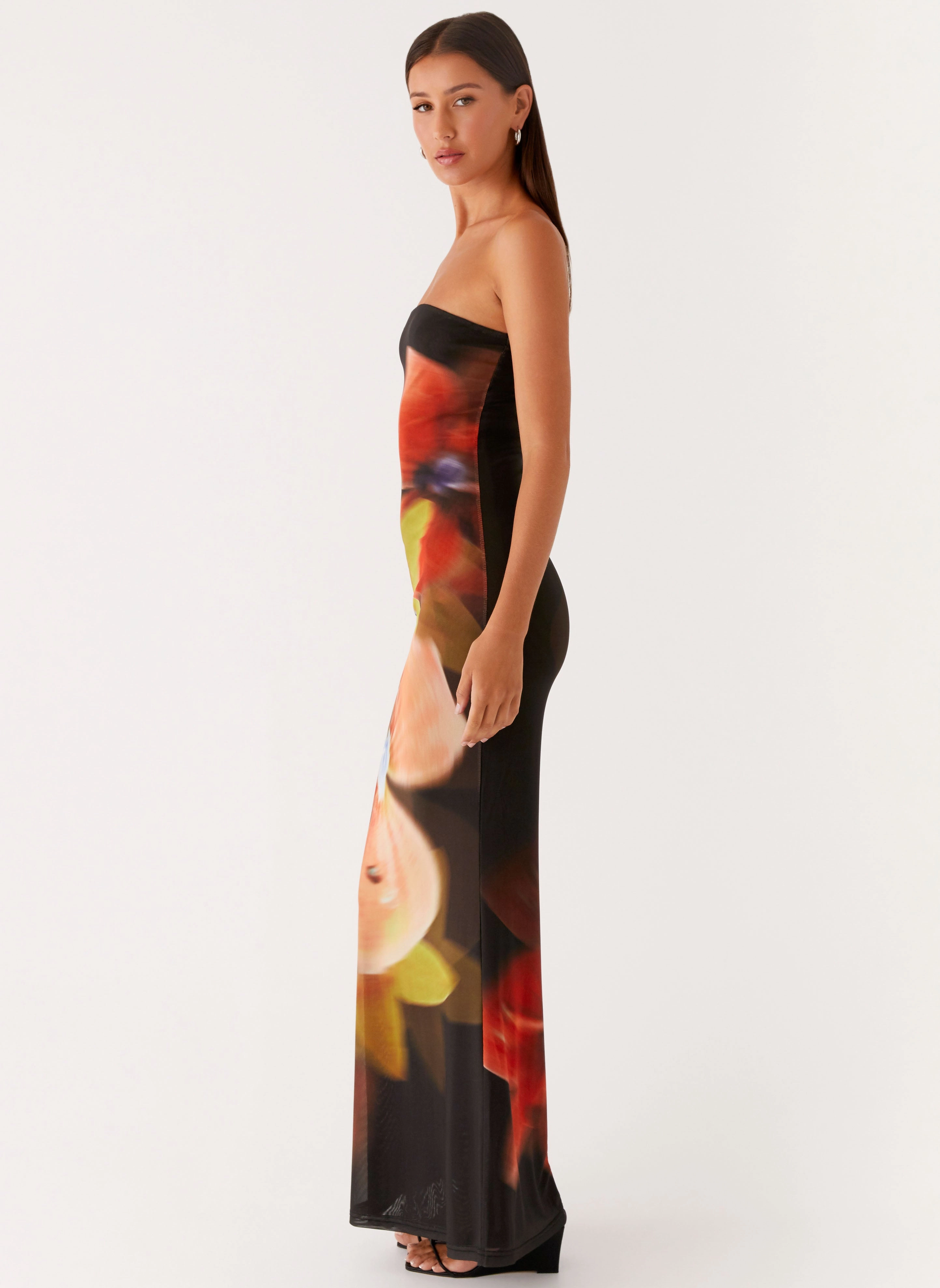 Jorja Maxi Dress - Moody Floral Back-Zip Light Bow