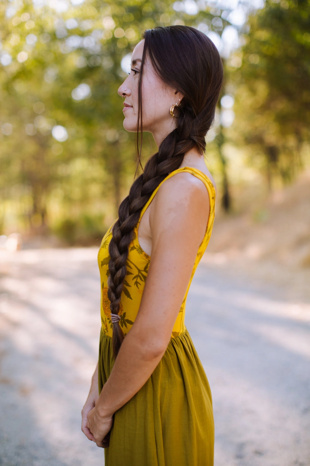 Josephine Dress in Pea Soup Marigold Weekend Casual Smart Tailoring