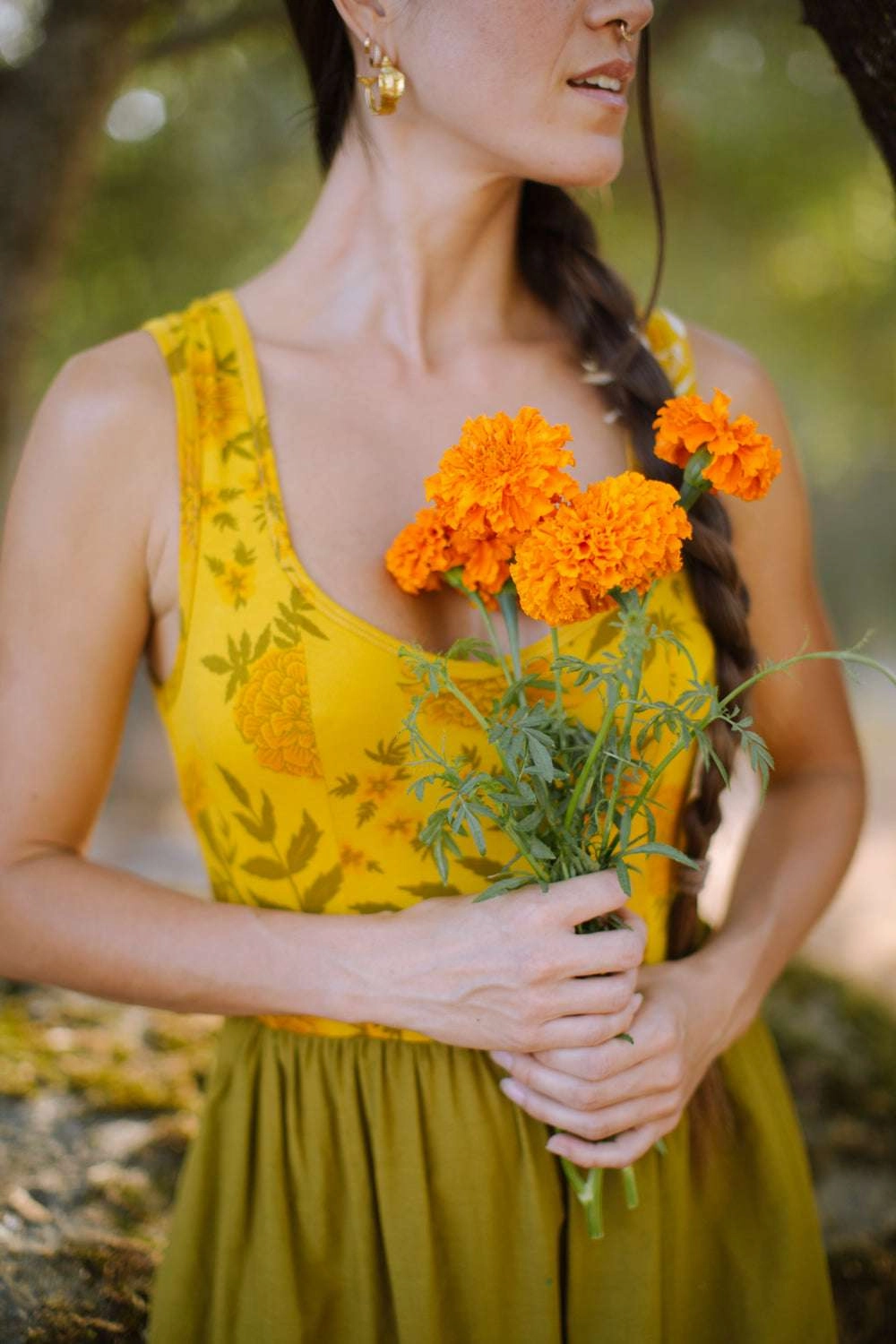 Minimalist-Style Spring-Season Josephine Dress in Pea Soup Marigold