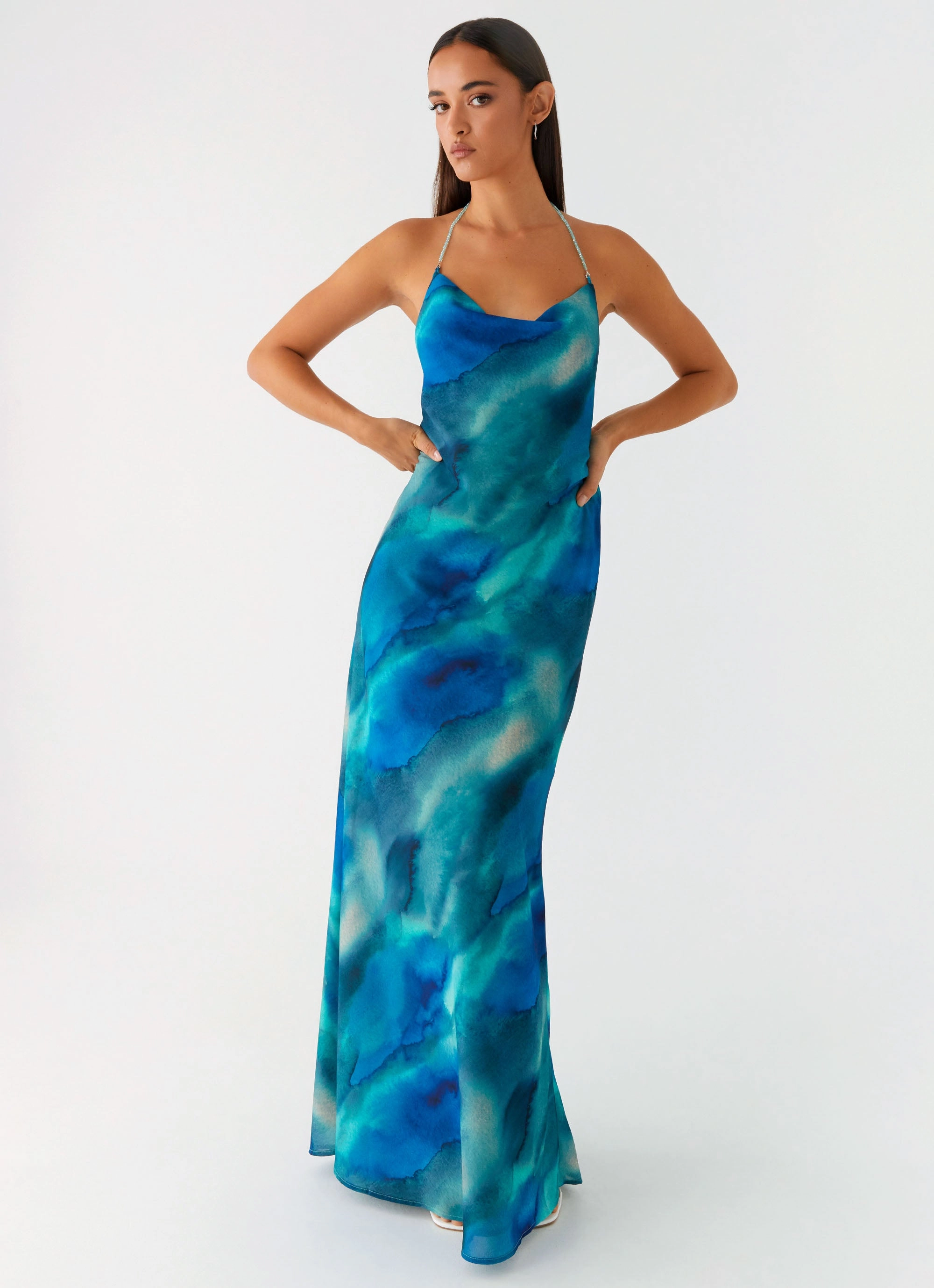 Perfect For Any Occasion Fringe-Detail Journey Maxi Dress - Blue Tie Dye