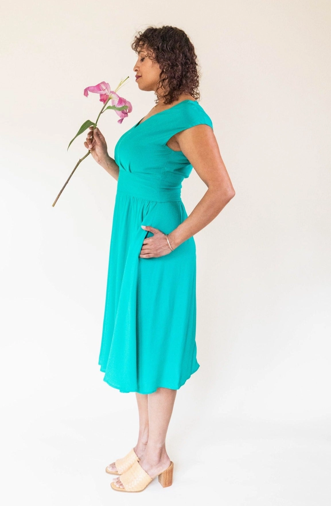 Modern Cut Joy dress in Teal Challis