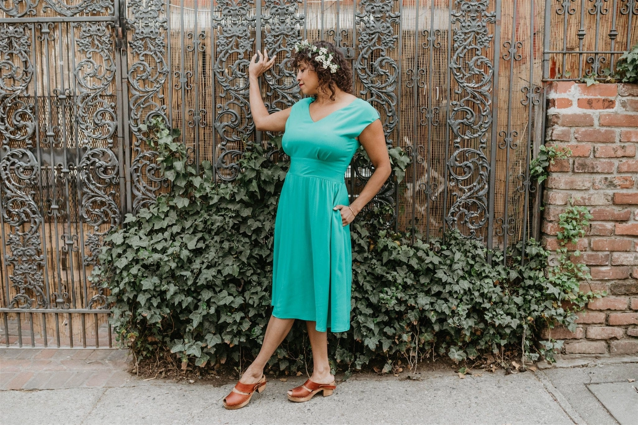 Feminine Comfort Easy Comfort Joy dress in Teal Challis