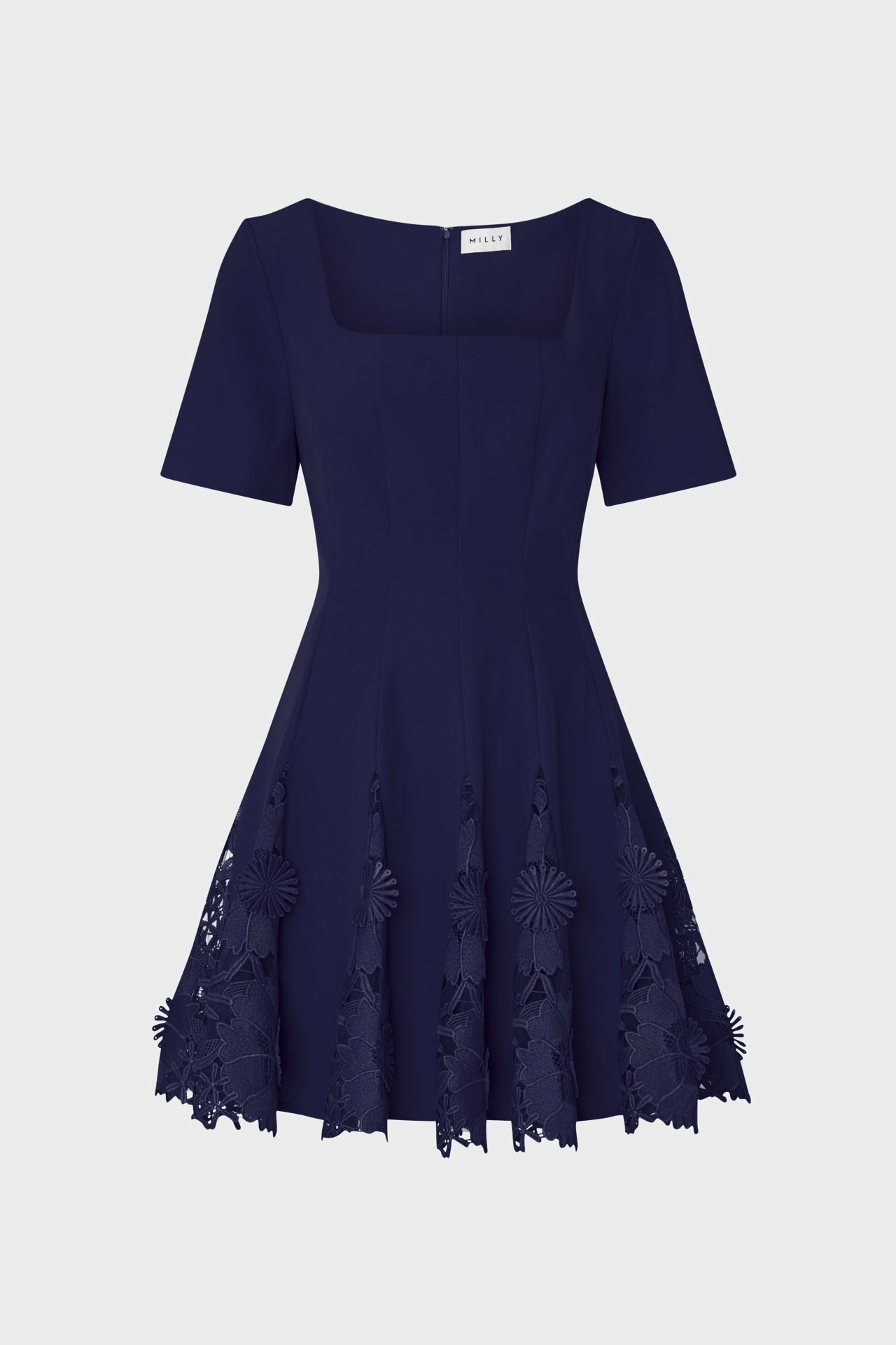 Joy Lace Combo Mini Godet Dress Seamless-Look Brunch Tone