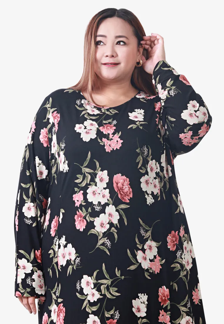 Juana Printed Soft Lounge Dress - Black White