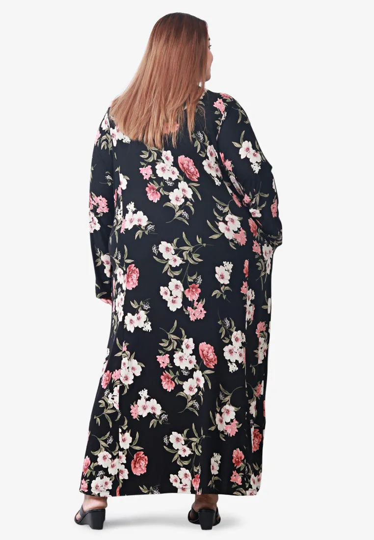 Juana Printed Soft Lounge Dress - Black White