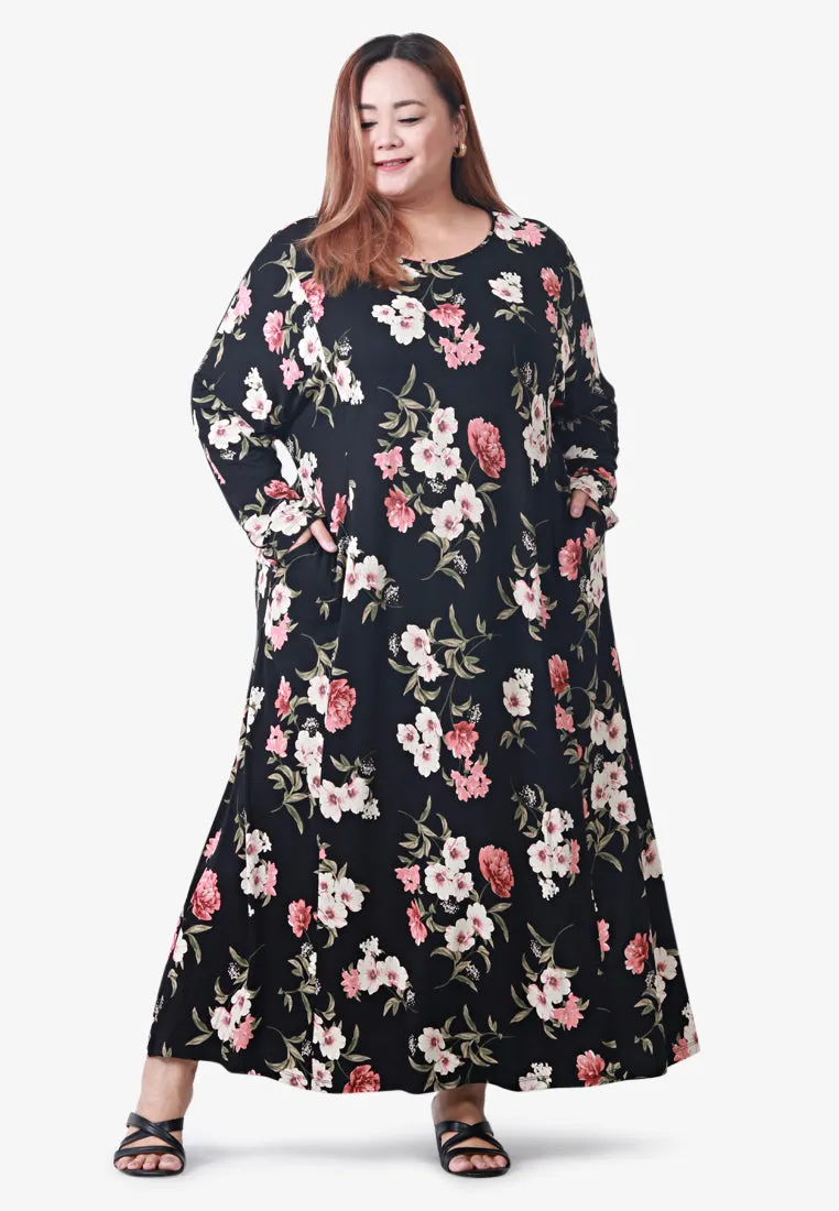 Juana Printed Soft Lounge Dress - Black White