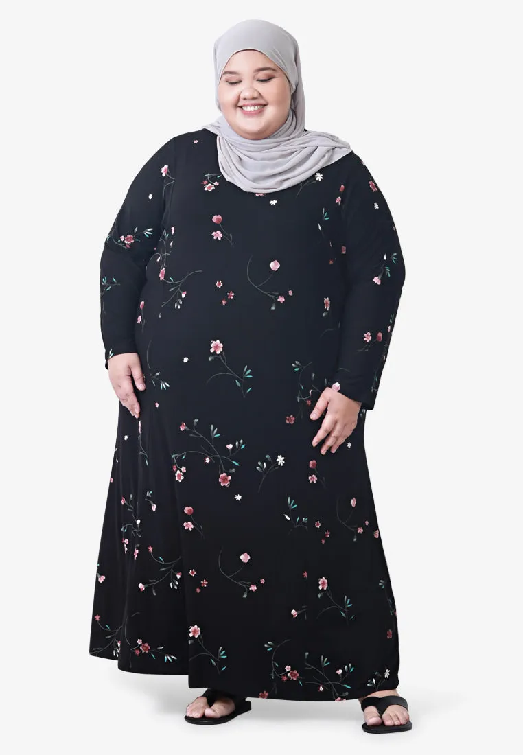 Juana Printed Soft Lounge Dress - Black White