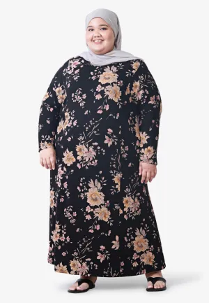 Juana Printed Soft Lounge Dress - Black Yellow
