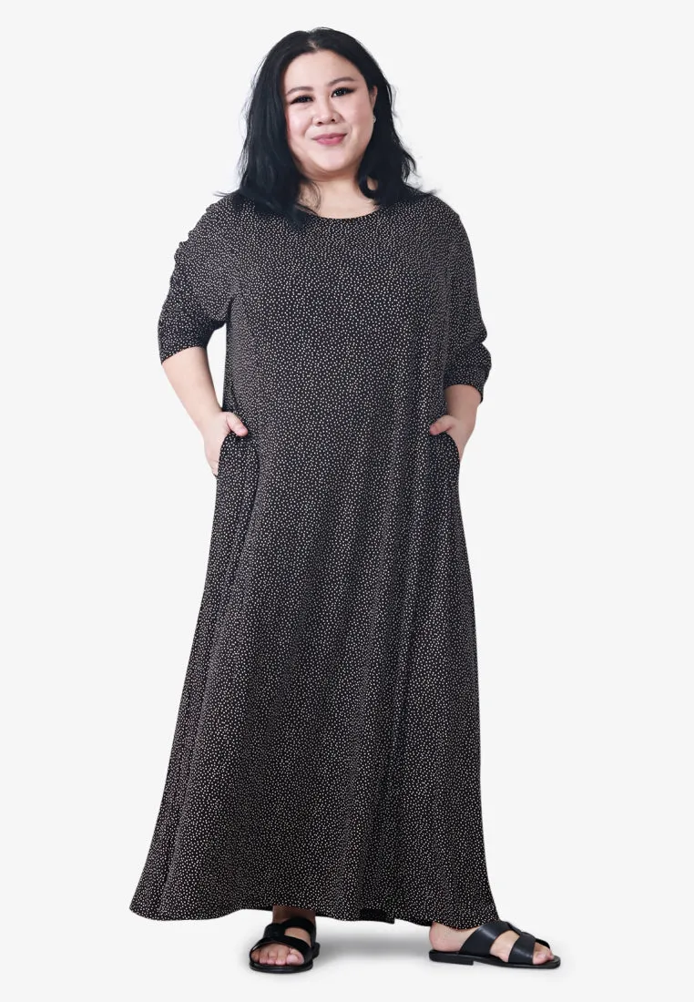 Juana Printed Soft Lounge Dress - Black Yellow