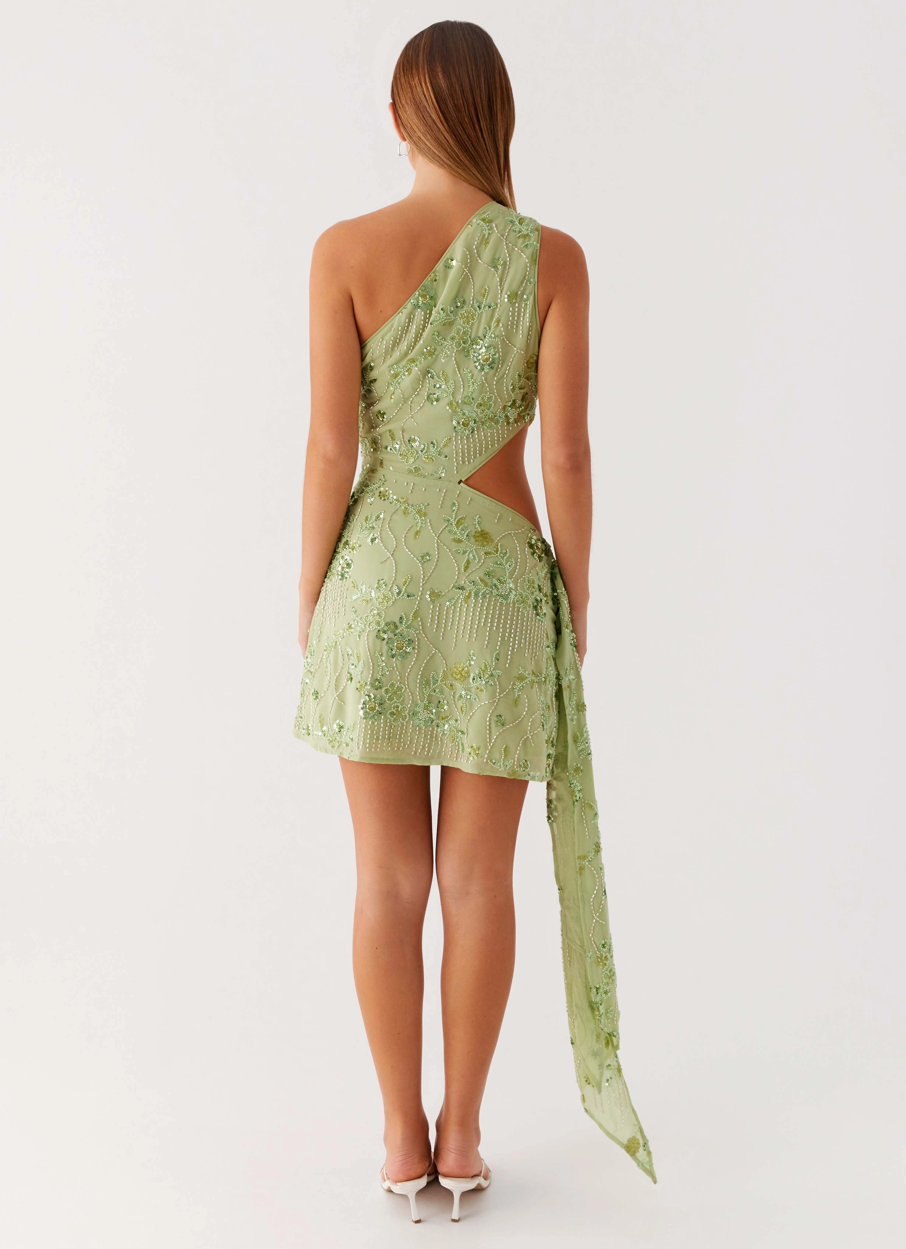 Sharp Profile Juelz Beaded Mini Dress - Lime