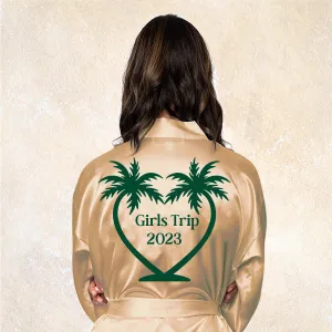 Juliet Template Personalized Robes - Heart Shaped Palm Tree Design - Great for Bachelorettes, Girls Trips, Vacays Etc