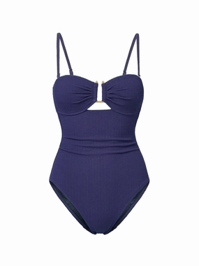 Juliette One Piece In Navy Texture Sunbathing Look