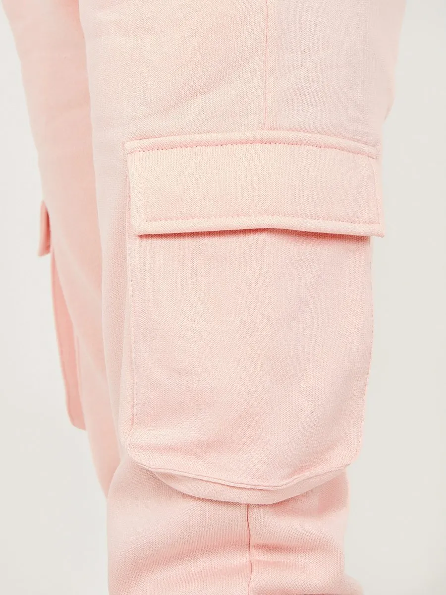 Jullia Utility Pocket Hooded Top & Trouser Fleece Co-ord In Pink