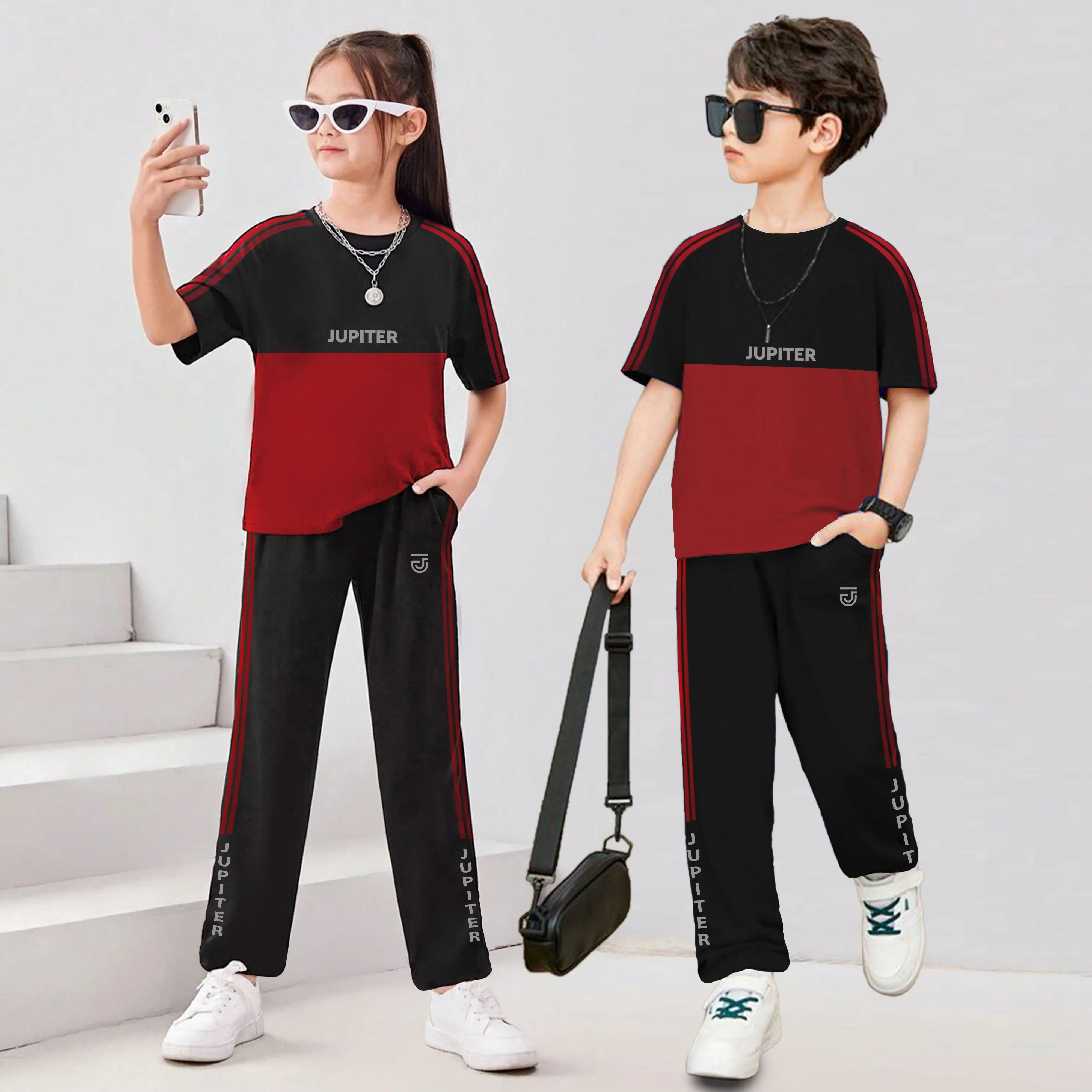 Jupiter Three Stripes Unisex Track Pair Twin Suit For Kids 2-14 Years