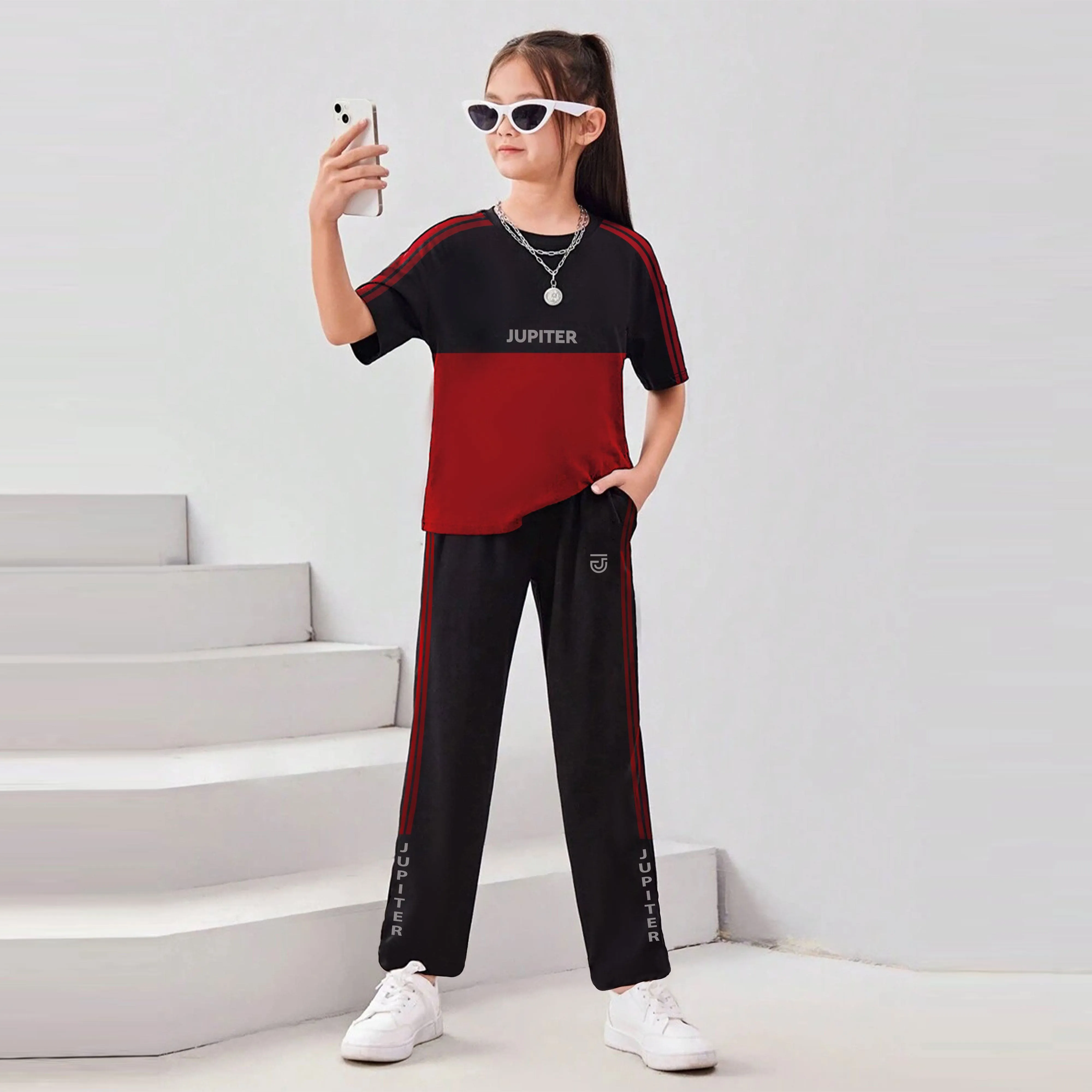 Jupiter Three Stripes Unisex Track Pair Twin Suit For Kids 2-14 Years