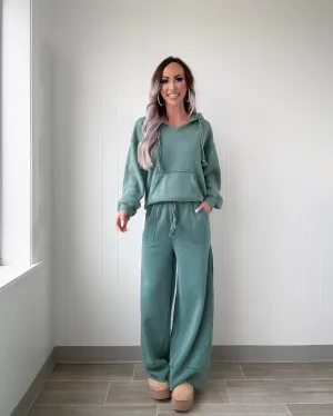 Just Fine Wide Leg Pants - Sage