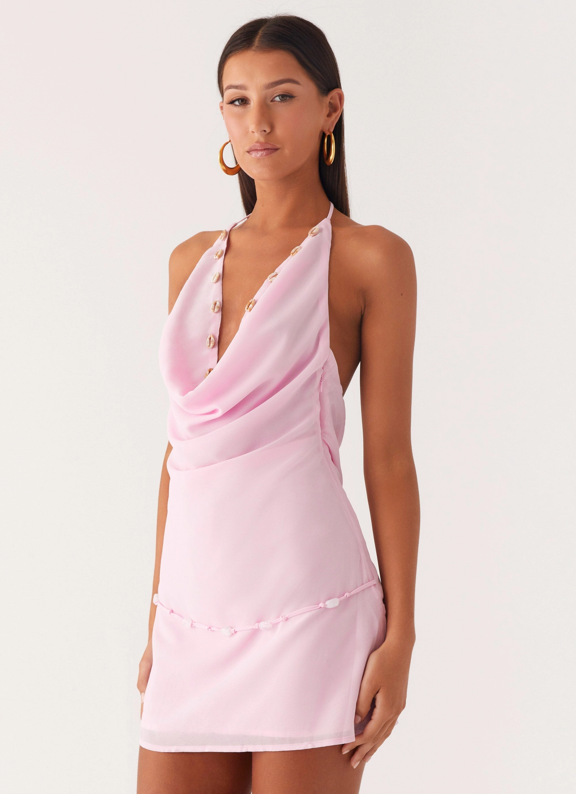 Just for Love Mini Dress - Baby Pink Whimsical Mood Sheer-Overlay