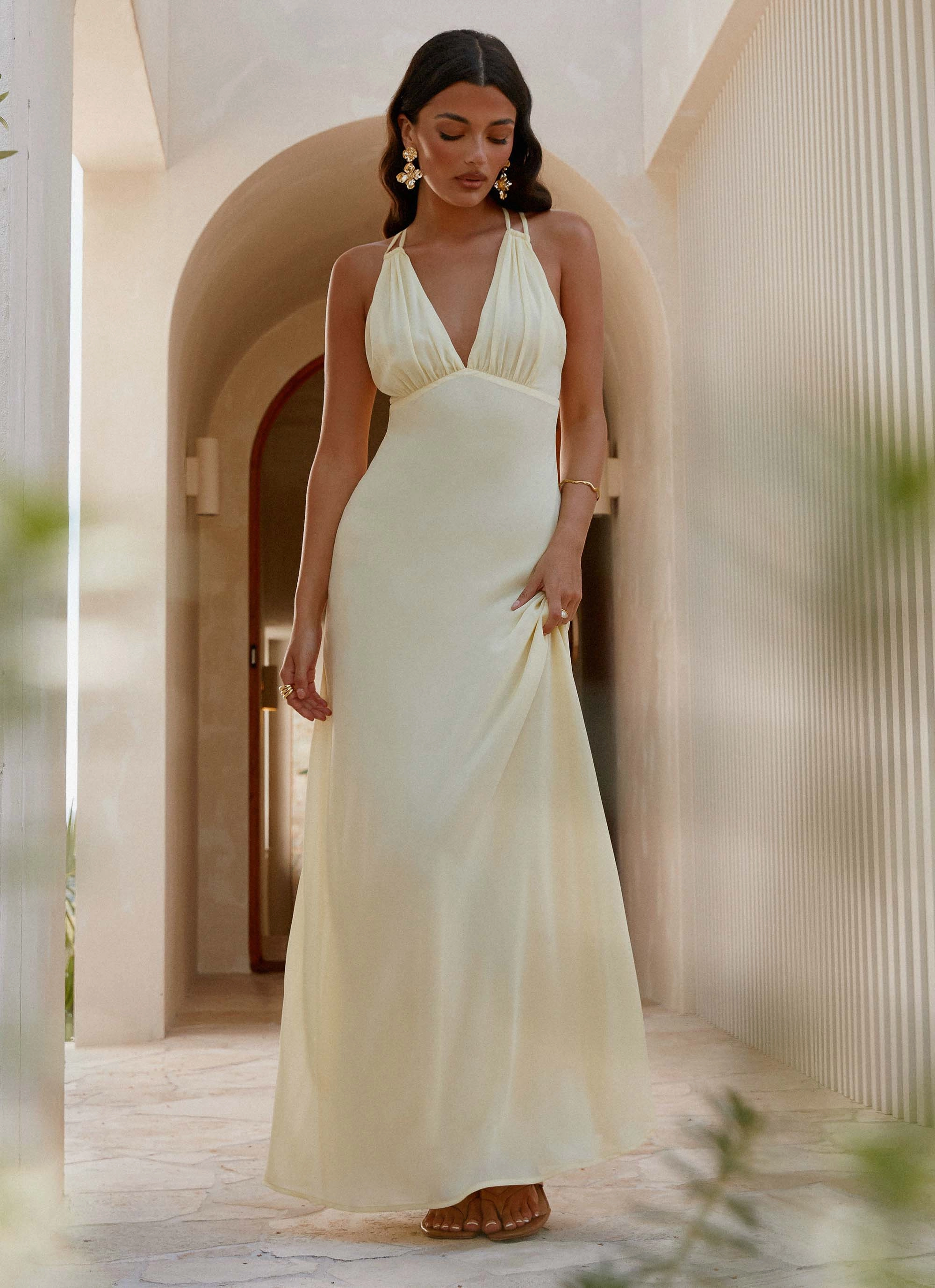 Kacia Maxi Dress - Lemon Go To Wear Beach Walk