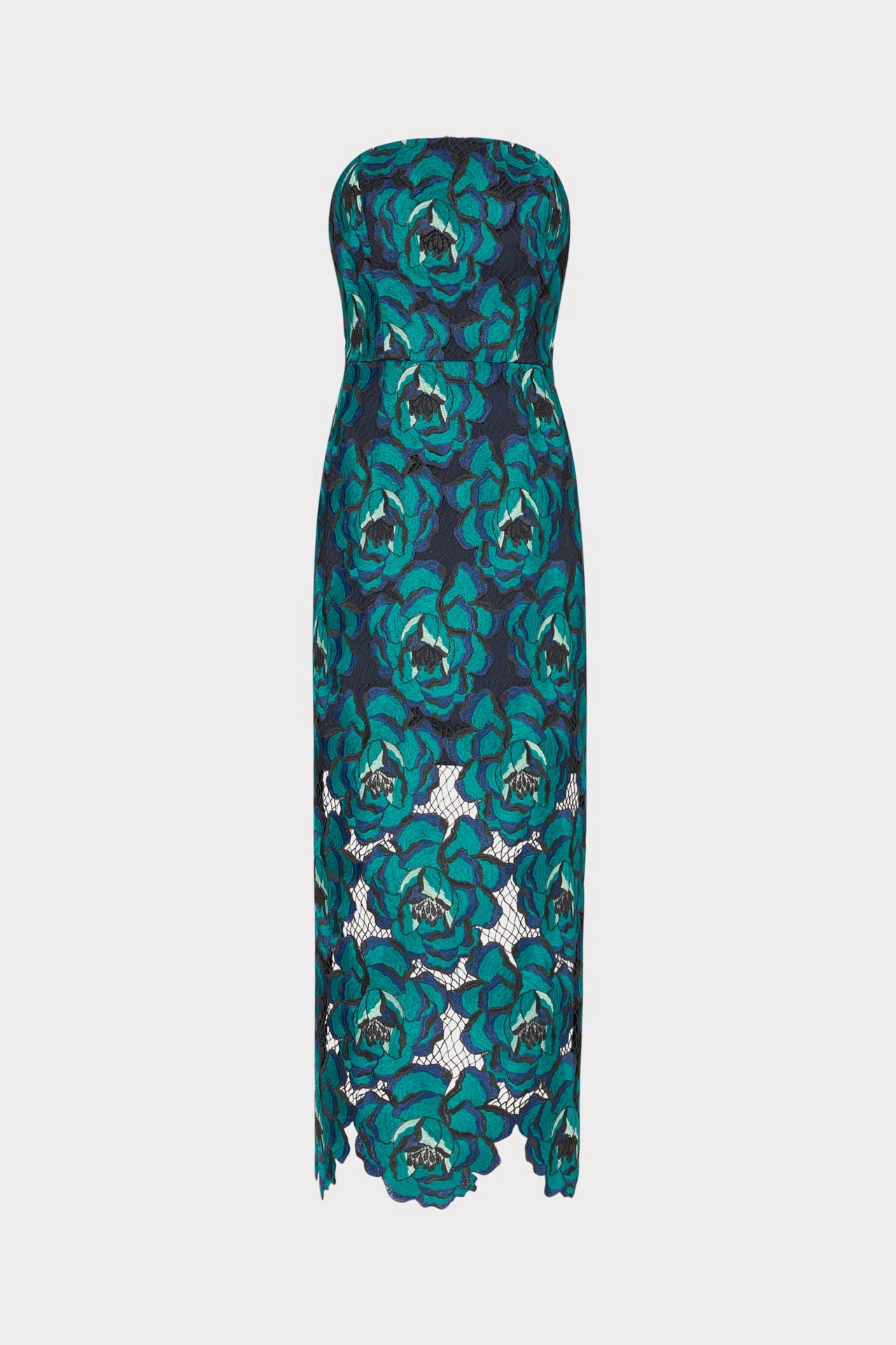 Kait Blue Bloom Midi Dress Pure Elegance