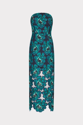 Layered Texture Kait Blue Bloom Midi Dress
