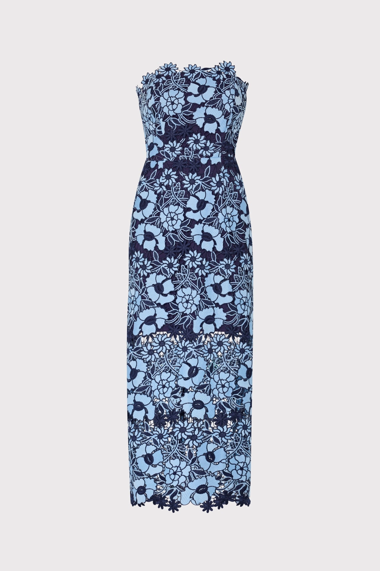 warm tones Grace Glow Kait Two Tone Floral Lace Midi Dress
