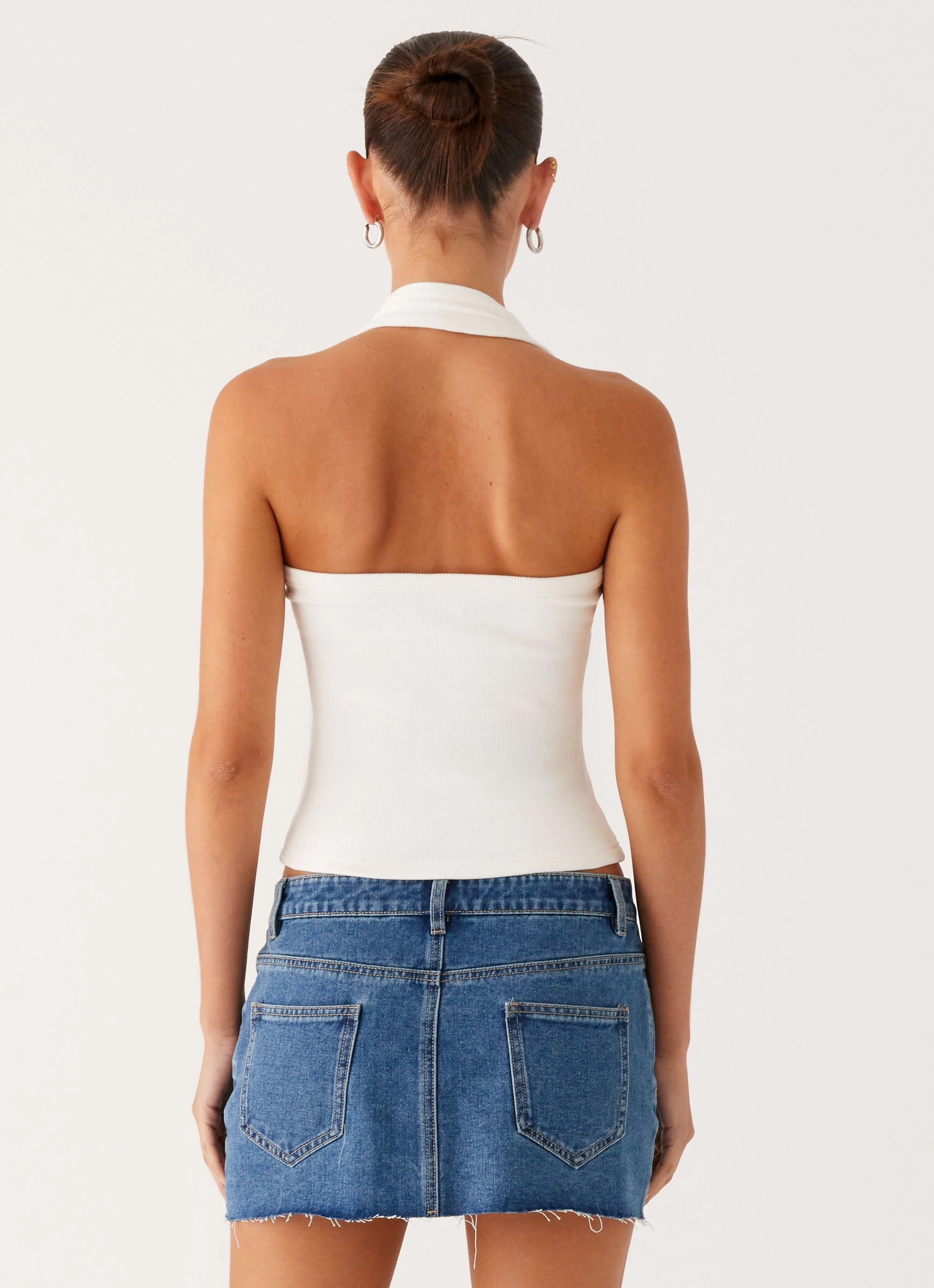 Kamen Low Rise Mini Skirt - Indigo Denim Lightwear Look Glossy Texture