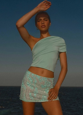 Kandi Mini Skirt - Mint Flexible Comfort Sharp Look