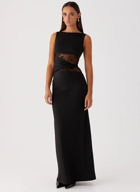 Karma Maxi Dress - Black Work Flex Flower Soft
