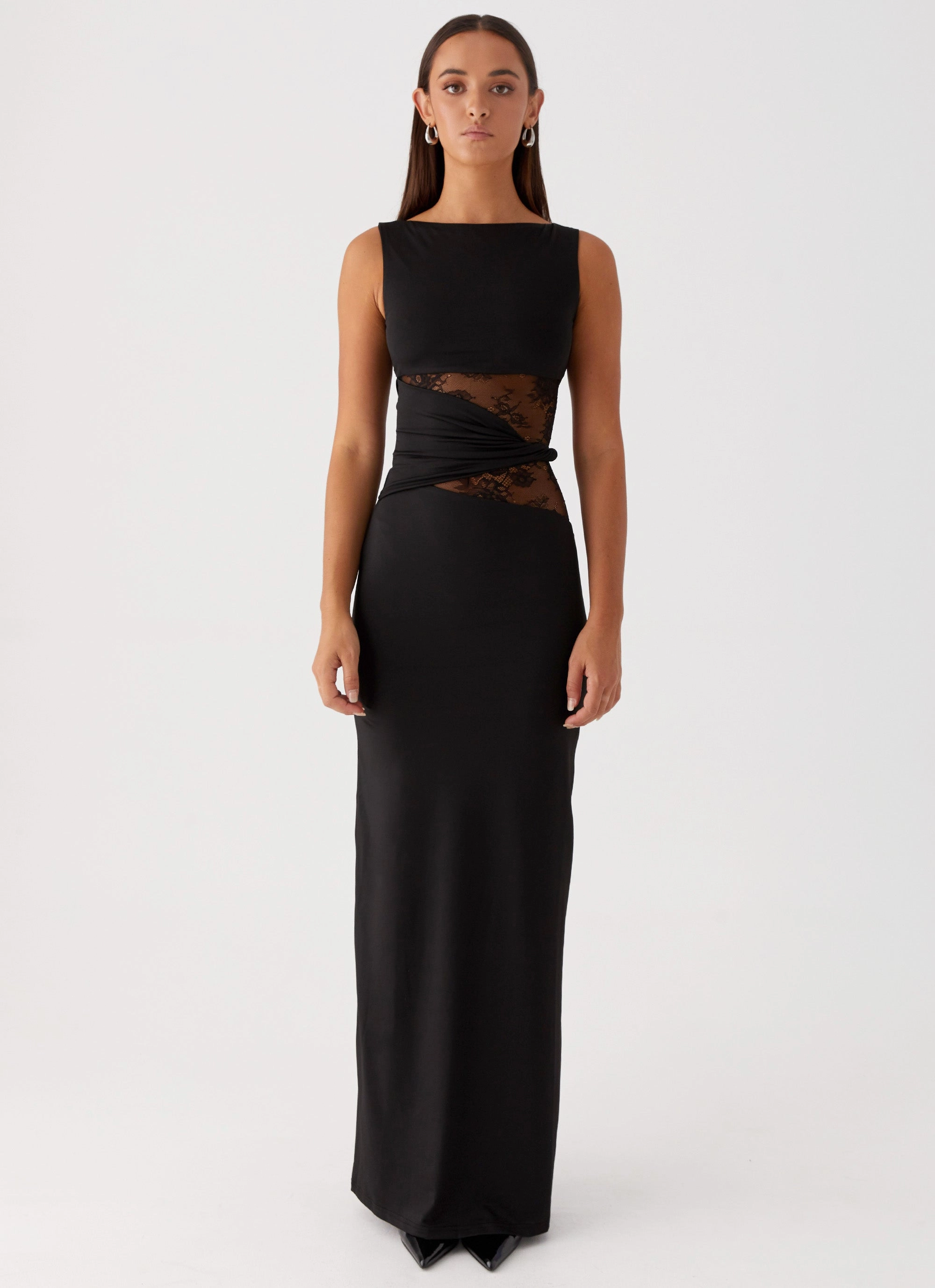 Karma Maxi Dress - Black Floral Comfort Trendy wrap gown